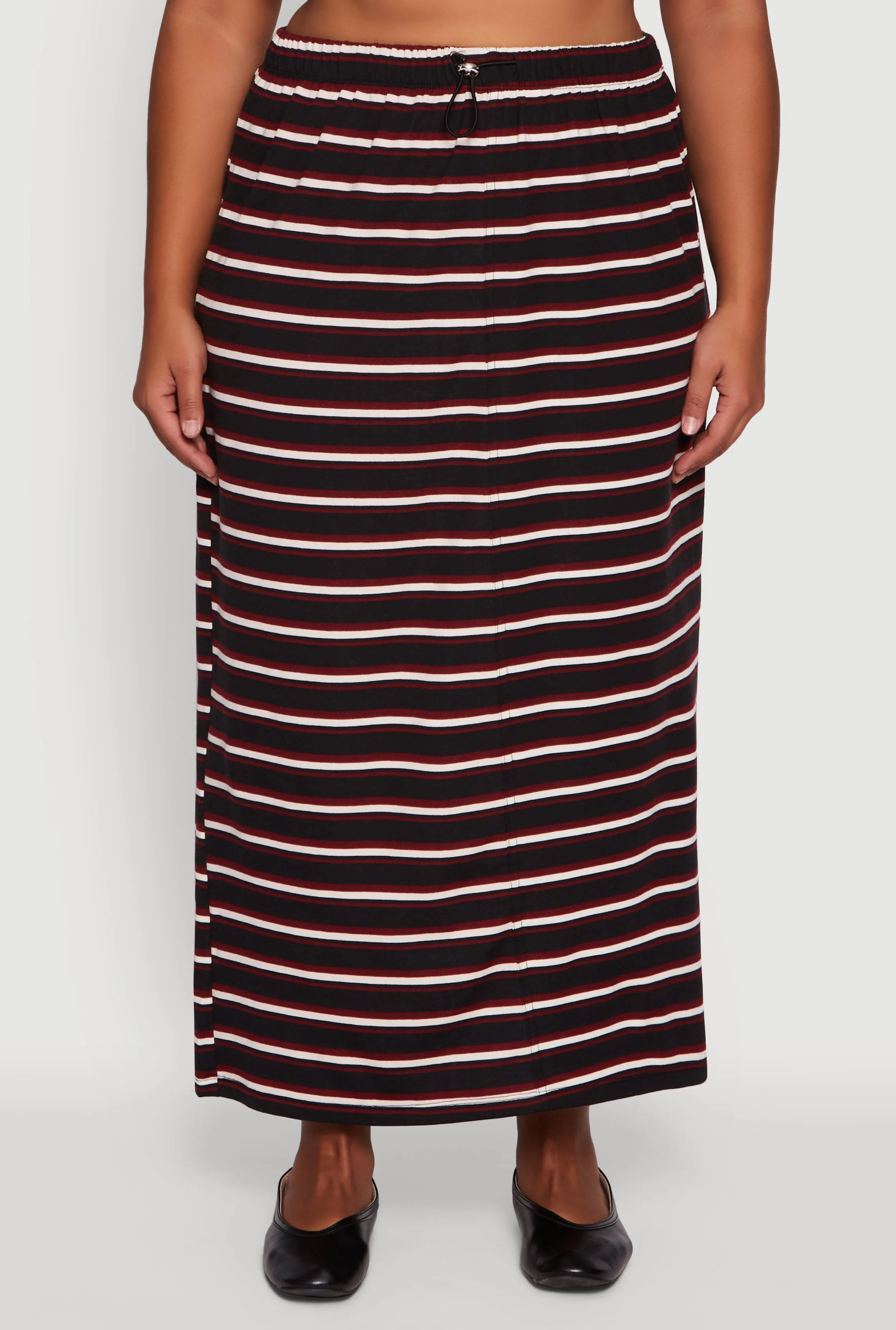 Plus Size Striped Toggle Drawstring Waist Maxi Skirt sold by Rainbow product image thumbnail 3
