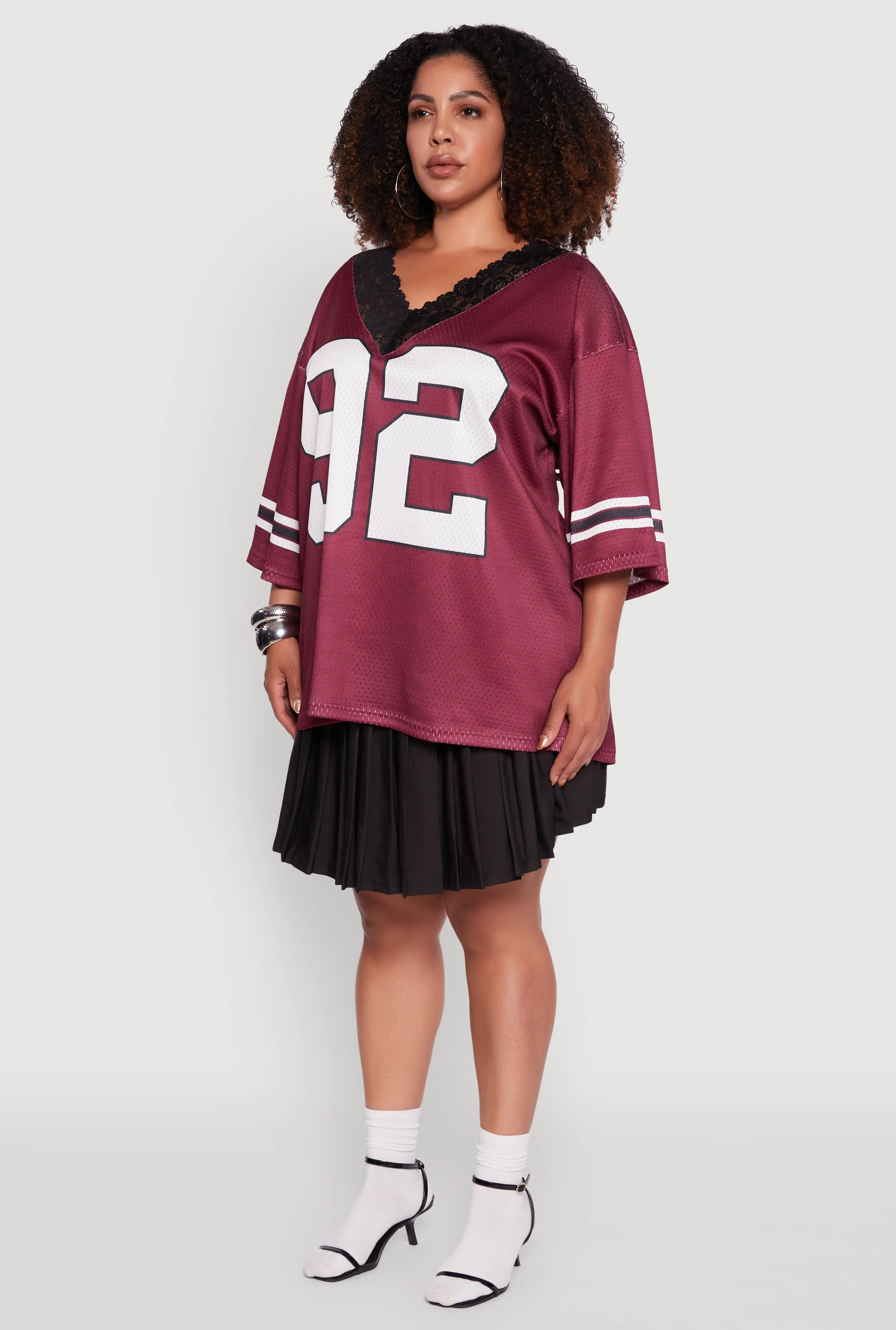 Plus Size Lace Trim 92 Graphic Football Jersey sold by Rainbow product image thumbnail 5