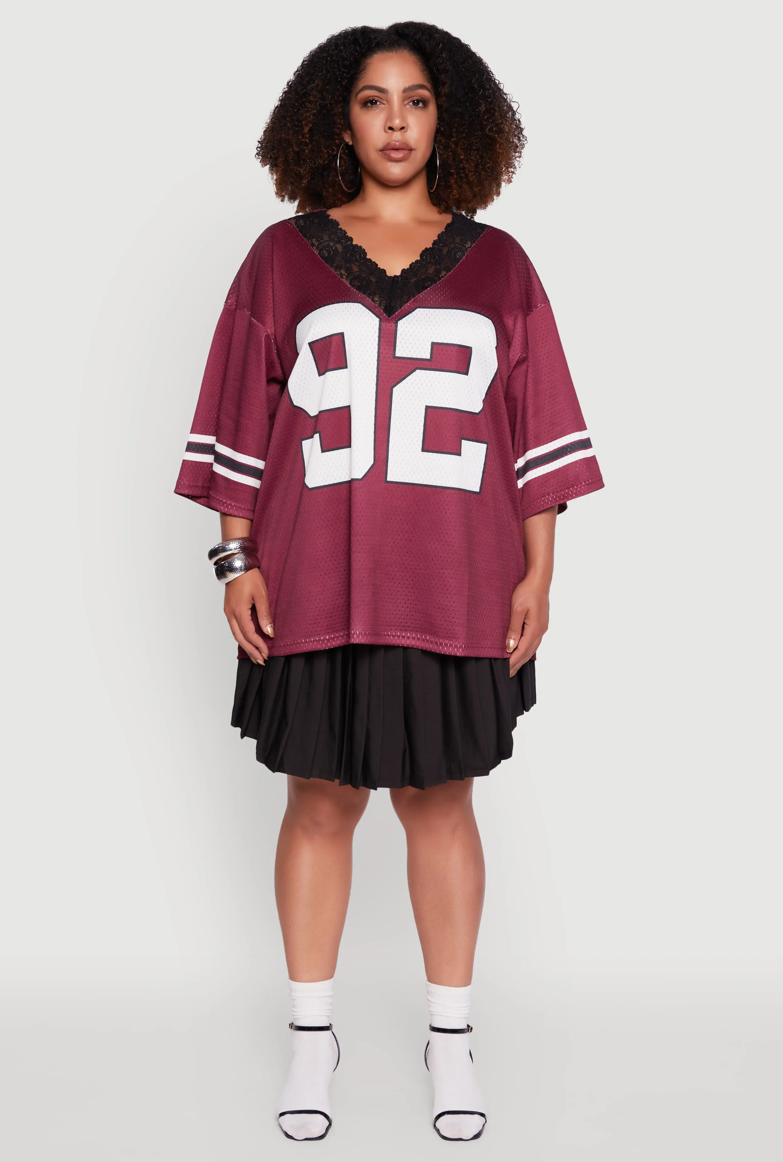 Plus Size Lace Trim 92 Graphic Football Jersey sold by Rainbow product image thumbnail 3