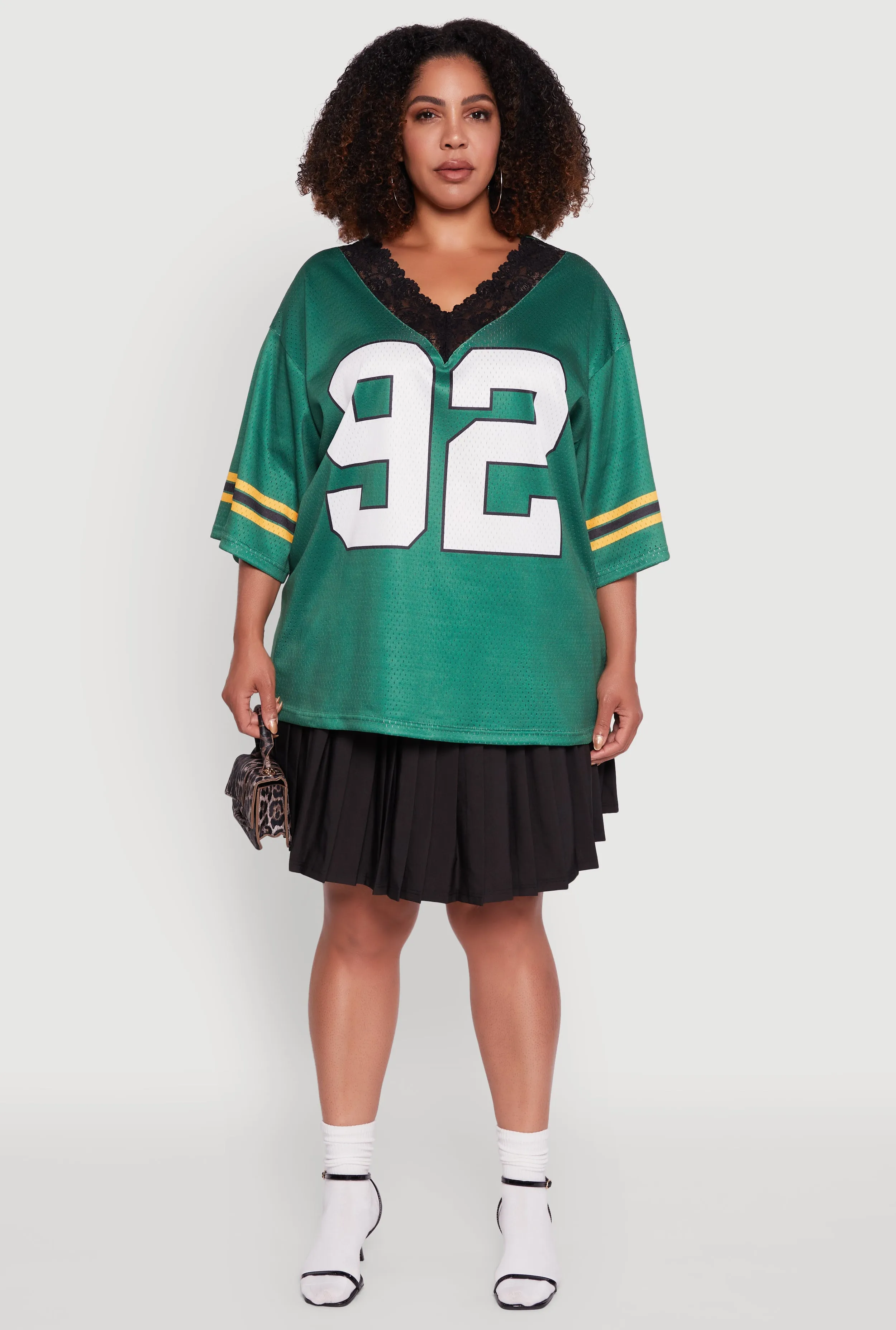 Plus Size Lace Trim 92 Graphic Football Jersey sold by Rainbow product image thumbnail 3