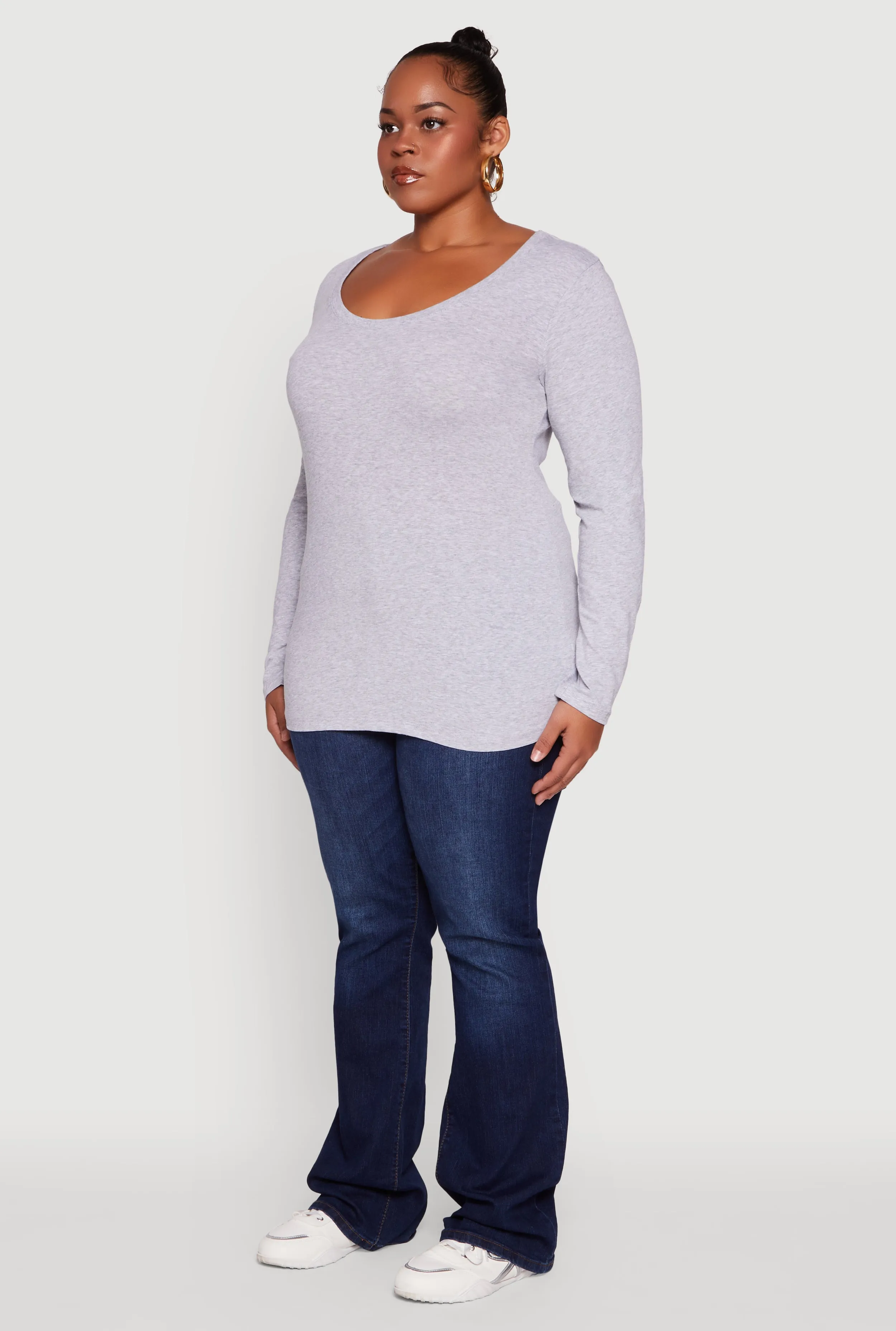 Plus Size Long Sleeve Scoop Neck Tee sold by Rainbow product image thumbnail 5