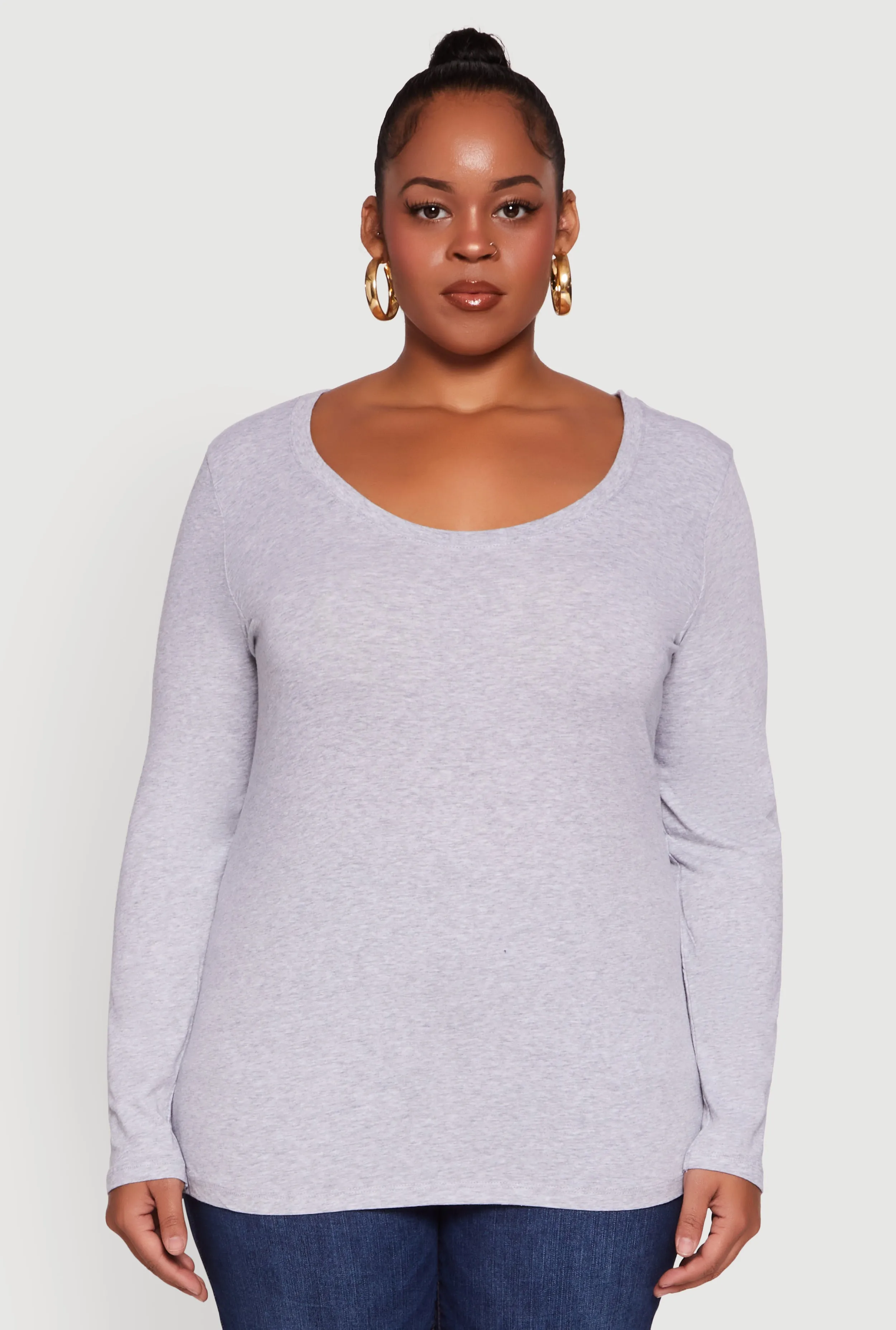 Plus Size Long Sleeve Scoop Neck Tee sold by Rainbow product image thumbnail 2