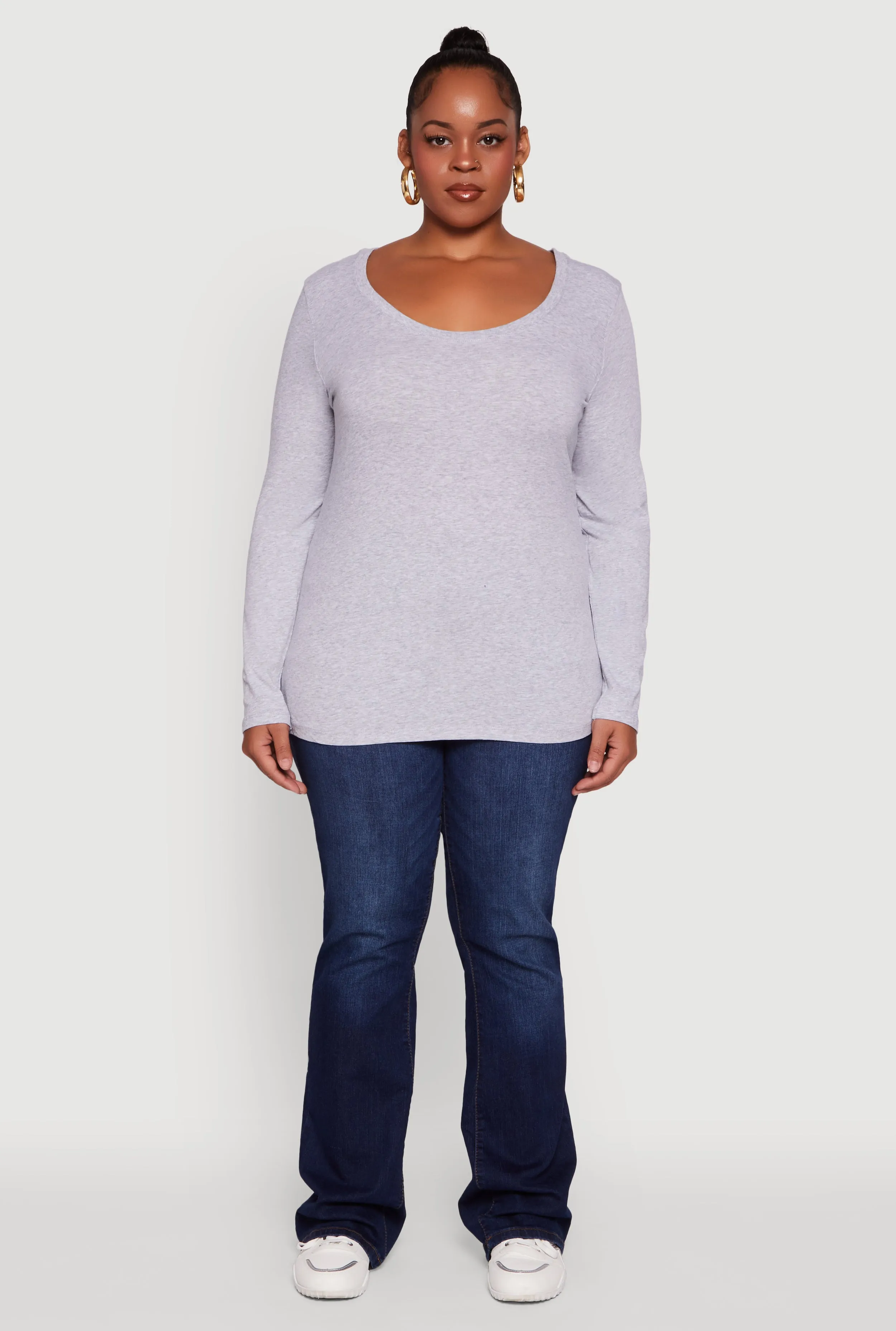 Plus Size Long Sleeve Scoop Neck Tee sold by Rainbow product image thumbnail 3