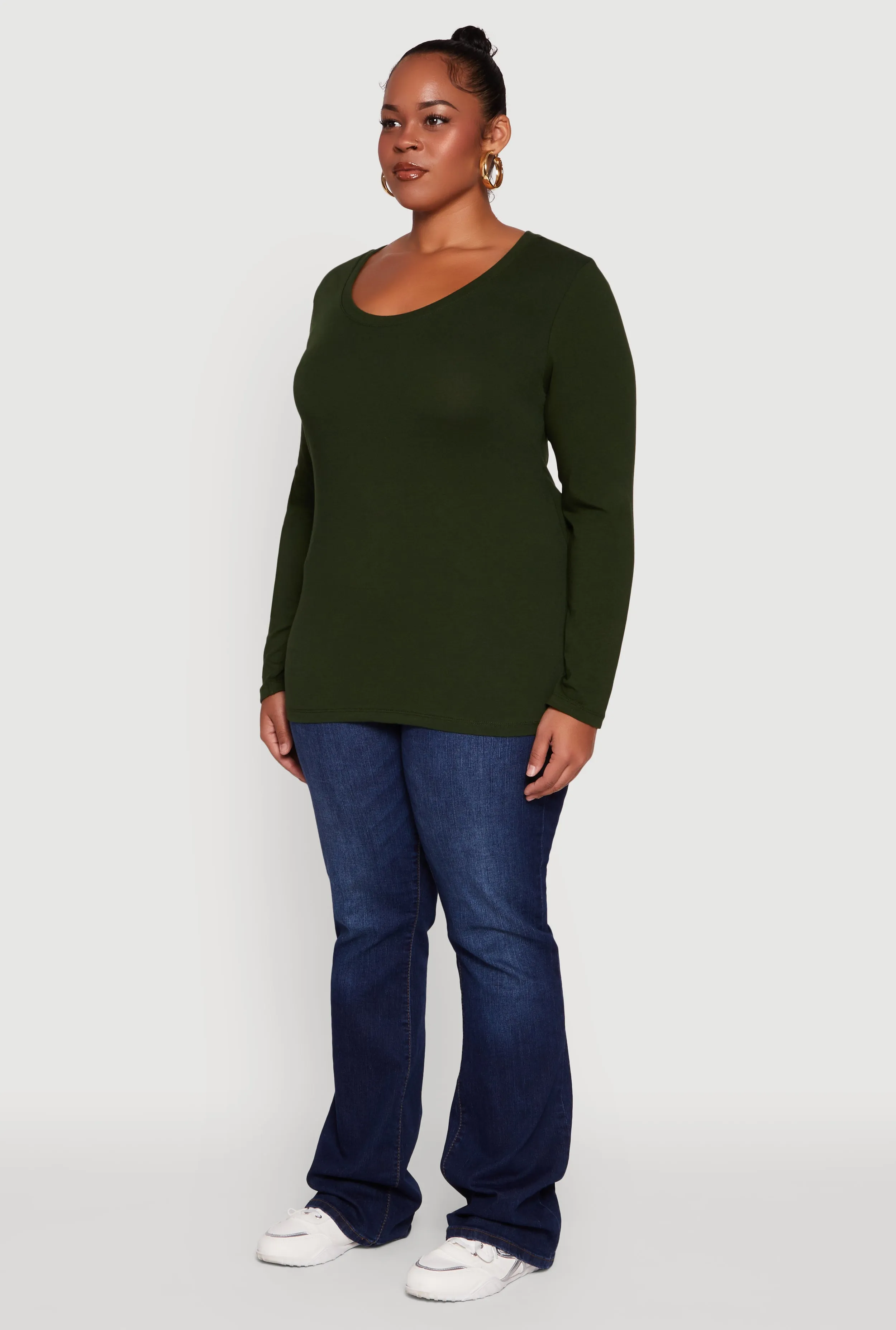 Plus Size Long Sleeve Scoop Neck Tee sold by Rainbow product image thumbnail 5