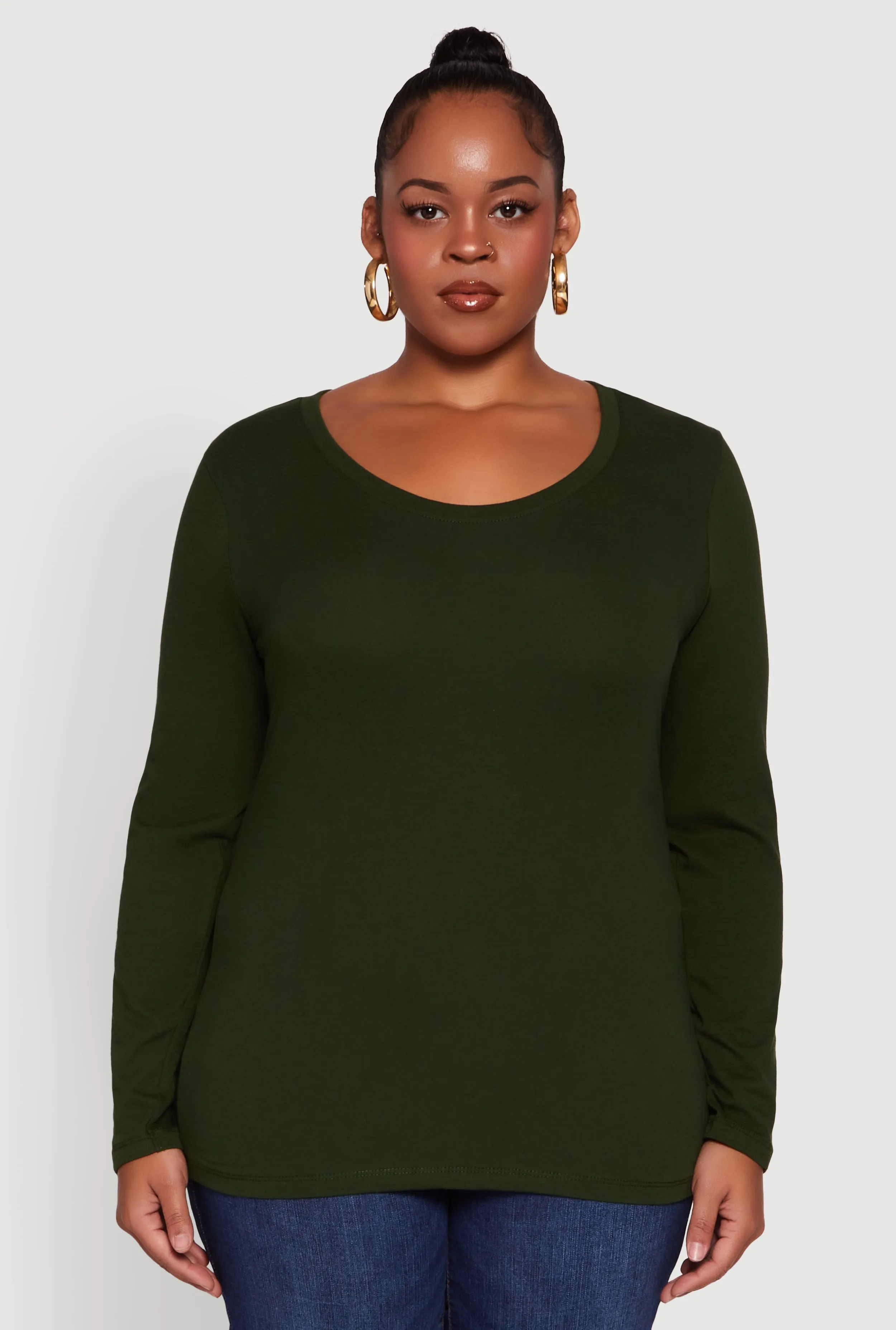 Plus Size Long Sleeve Scoop Neck Tee sold by Rainbow product image thumbnail 2
