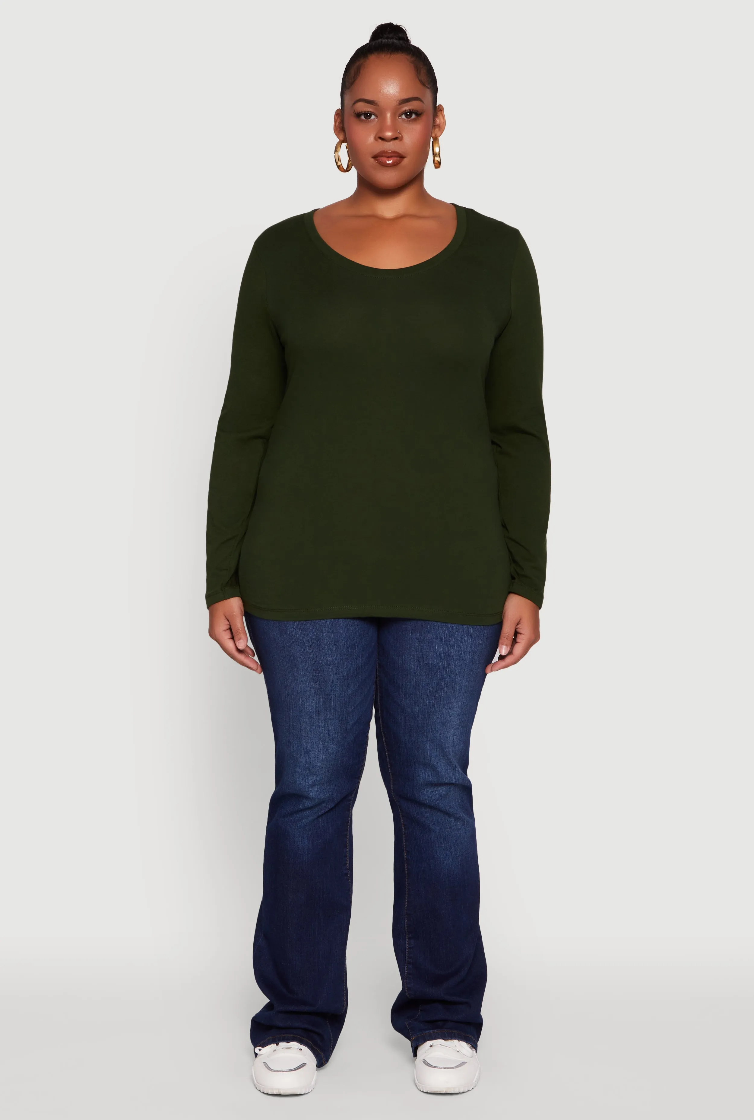 Plus Size Long Sleeve Scoop Neck Tee sold by Rainbow product image thumbnail 3