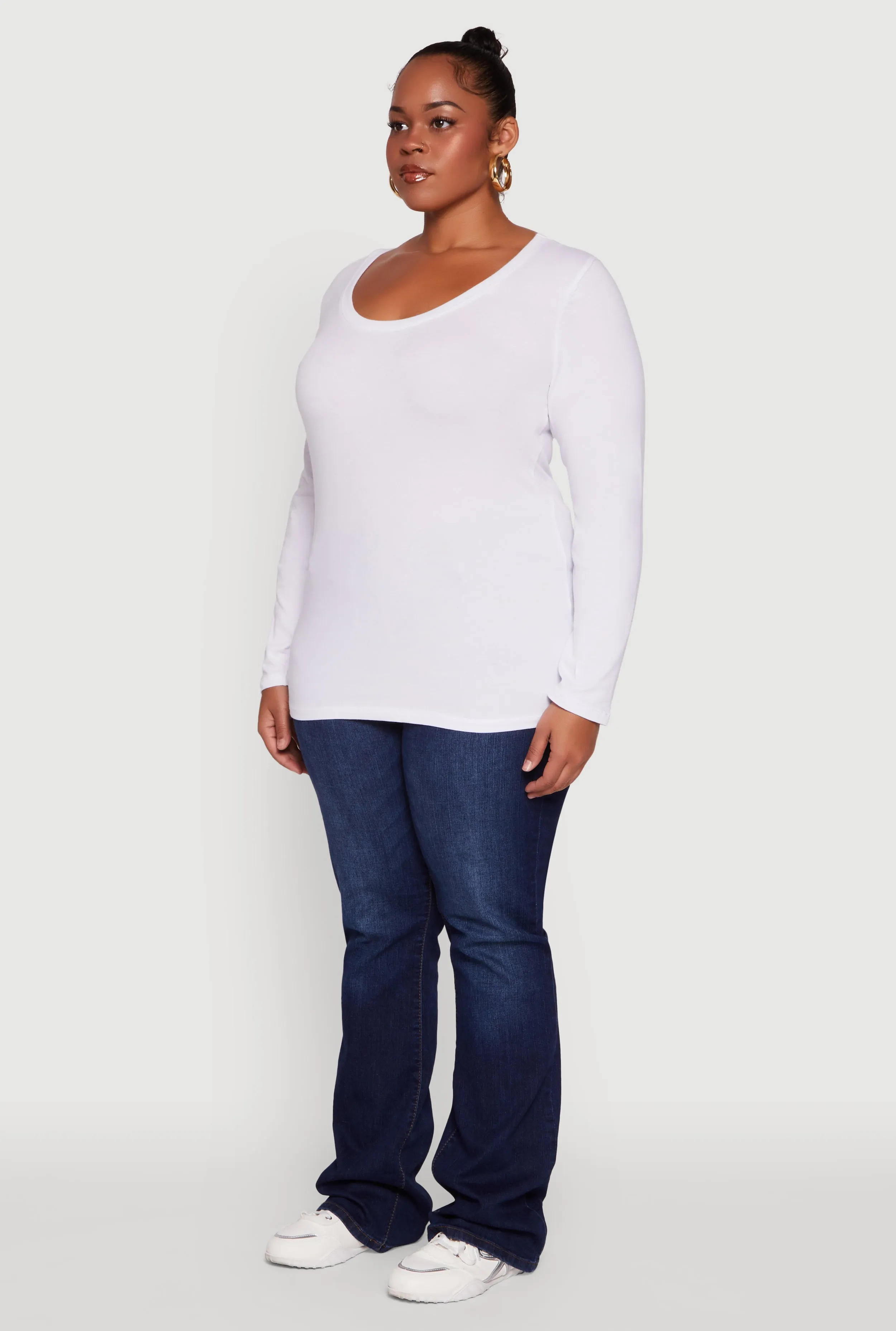 Plus Size Long Sleeve Scoop Neck Tee sold by Rainbow product image thumbnail 5