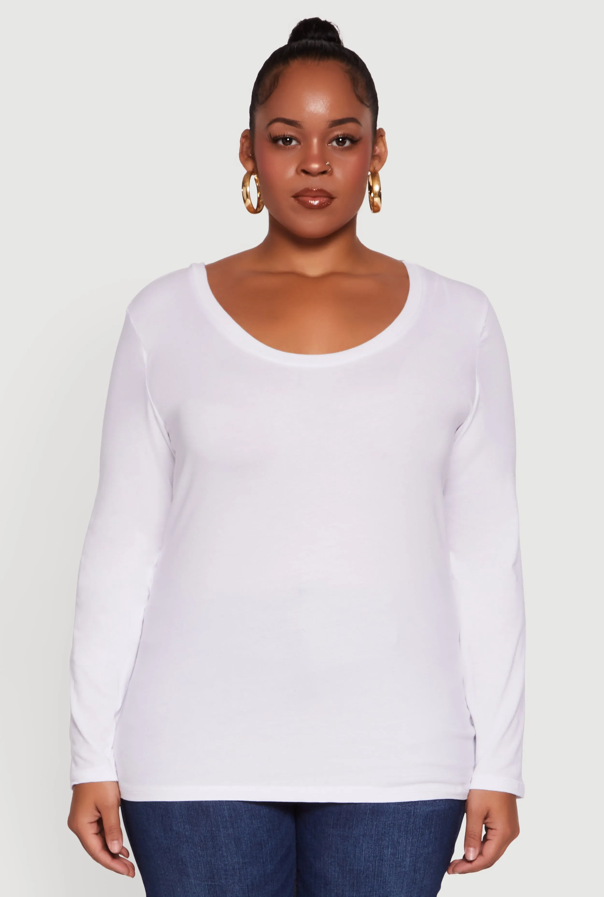 Plus Size Long Sleeve Scoop Neck Tee sold by Rainbow product image thumbnail 2