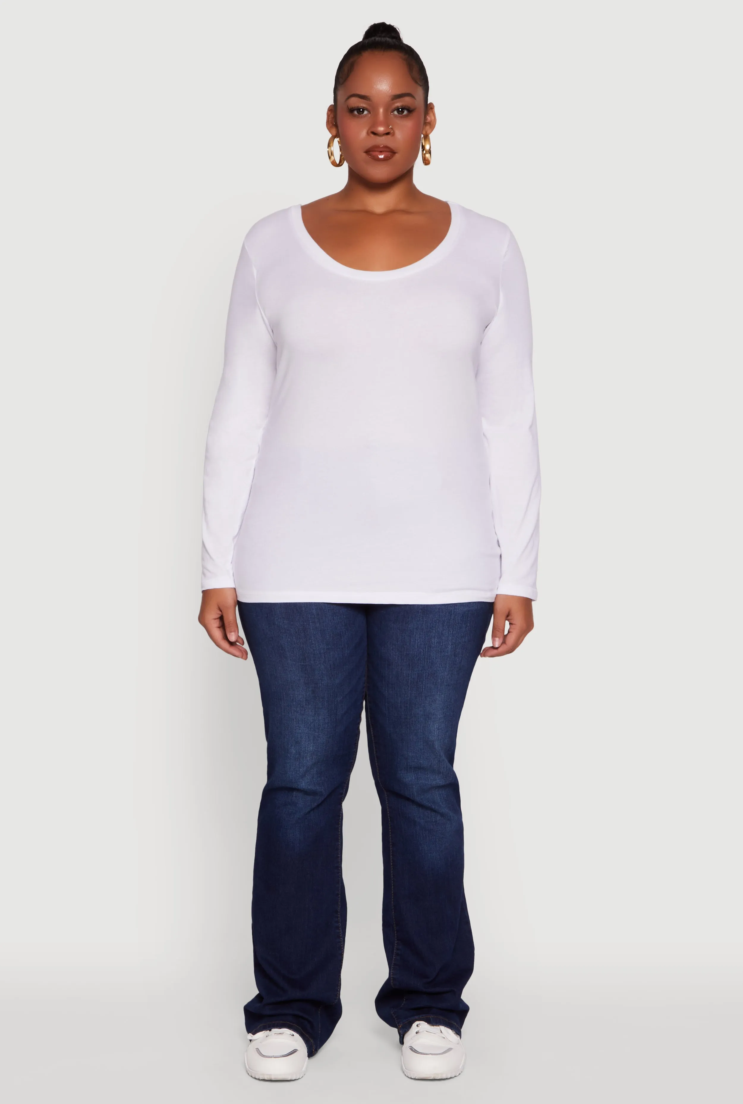 Plus Size Long Sleeve Scoop Neck Tee sold by Rainbow product image thumbnail 3