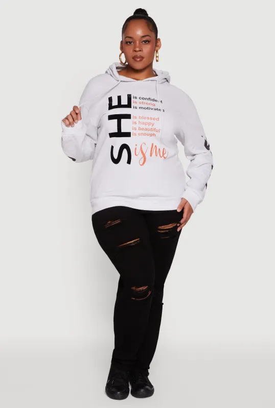 Plus Size She Is Me Graphic Pullover Hoodie sold by Rainbow