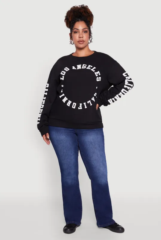 Plus Size Los Angeles California Fleece Pullover Sweatshirt sold by Rainbow
