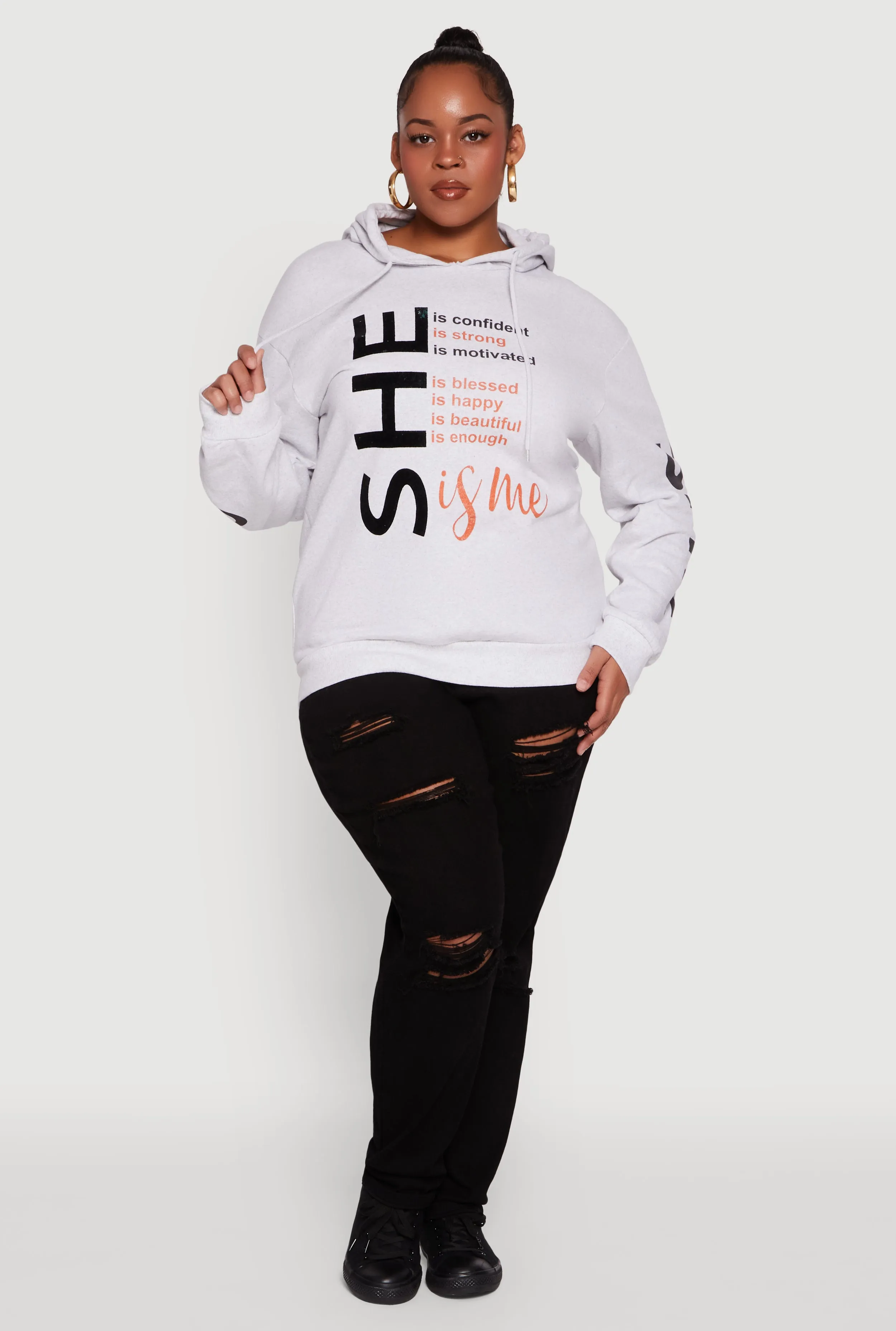 Plus Size She Is Me Graphic Pullover Hoodie sold by Rainbow