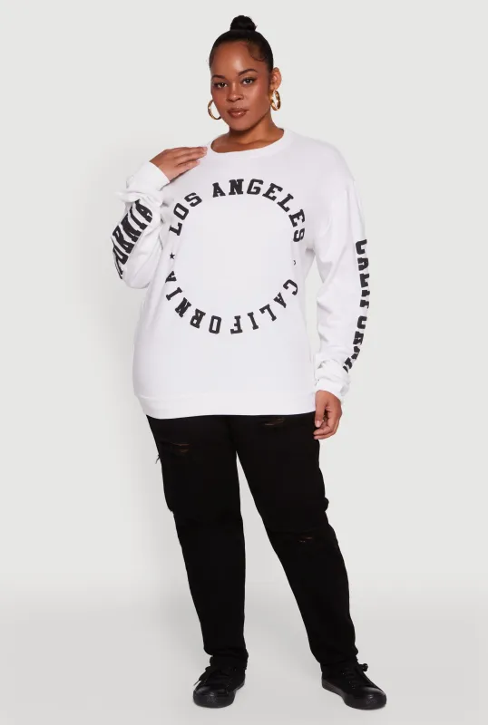 Plus Size Los Angeles California Fleece Pullover Sweatshirt sold by Rainbow