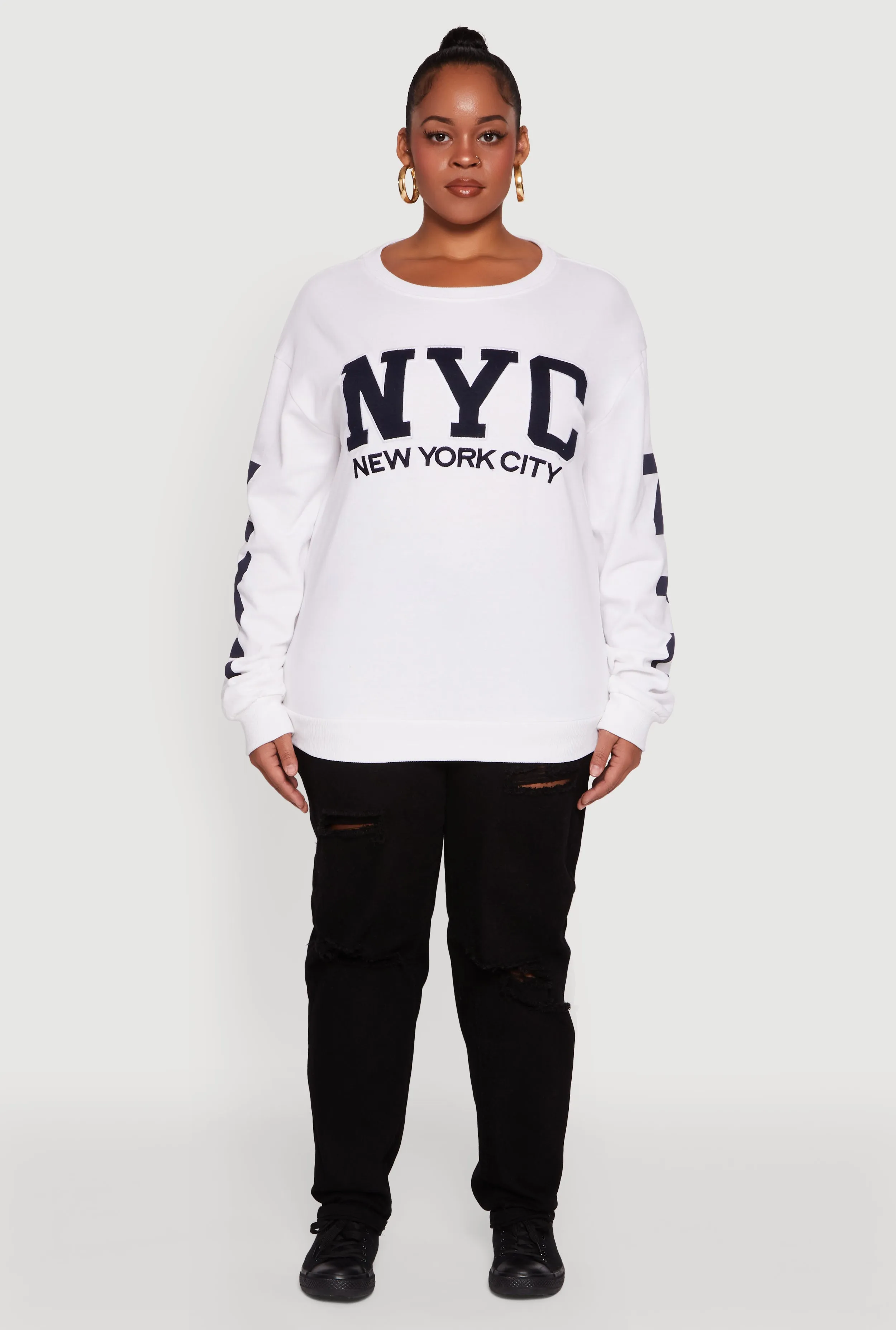 Plus Size NYC Fleece Crew Neck Sweatshirt sold by Rainbow product image thumbnail 3