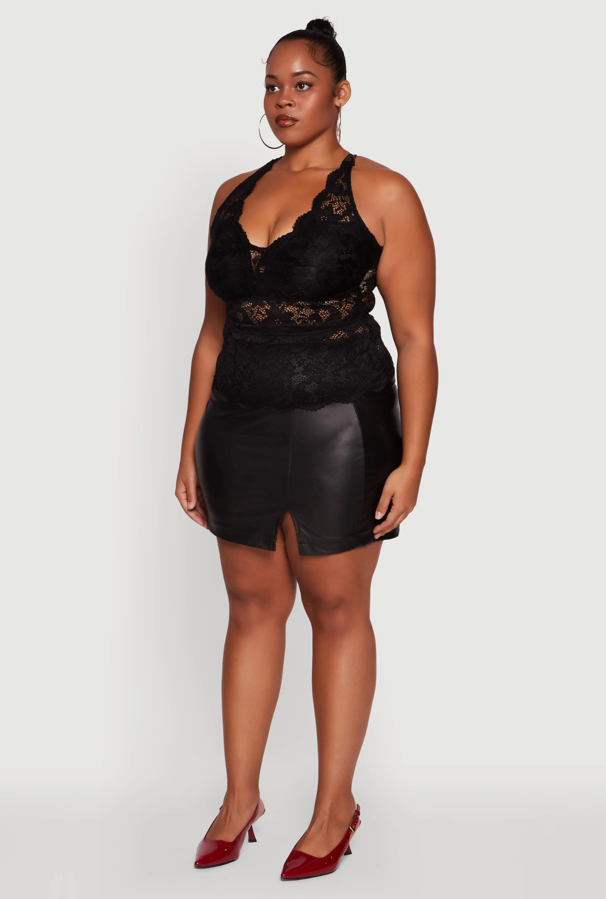 Plus Size Floral Lace Cross Back Halter Top sold by Rainbow product image thumbnail 5