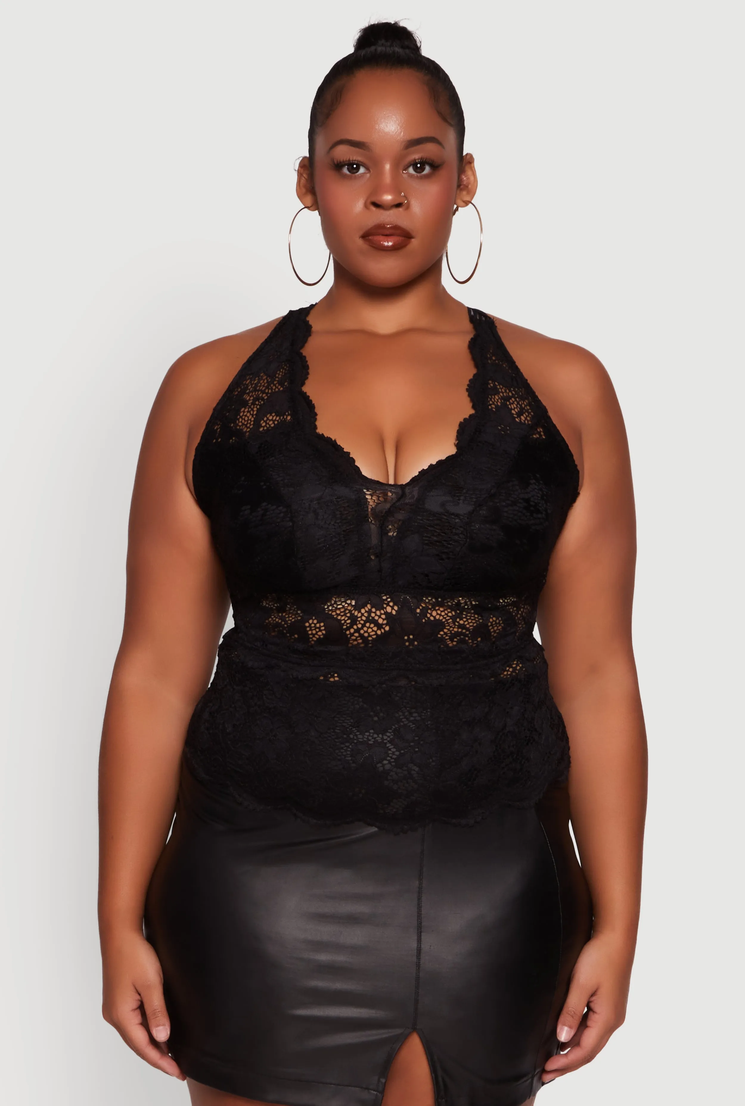 Plus Size Floral Lace Cross Back Halter Top sold by Rainbow product image thumbnail 2
