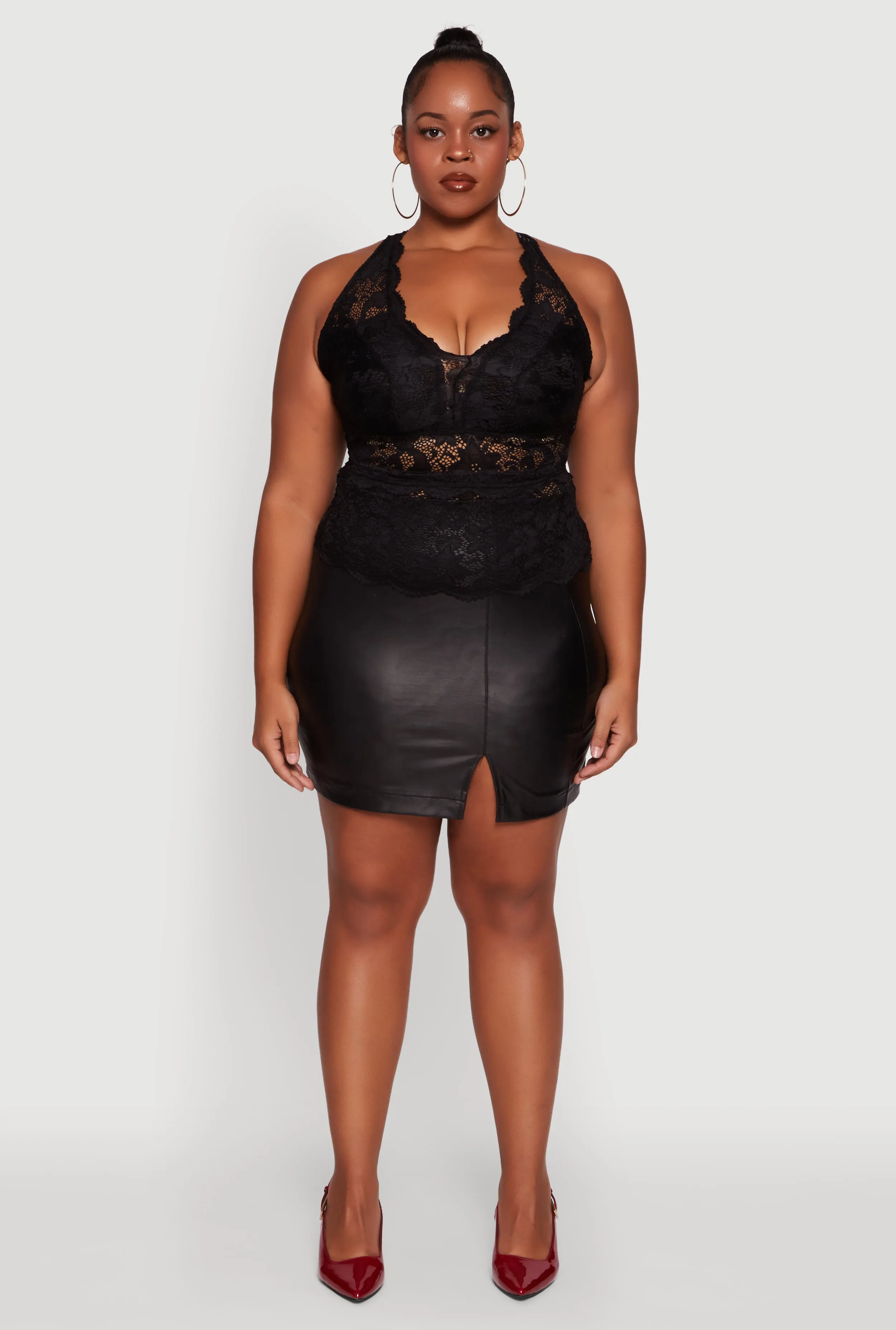 Plus Size Floral Lace Cross Back Halter Top sold by Rainbow product image thumbnail 3