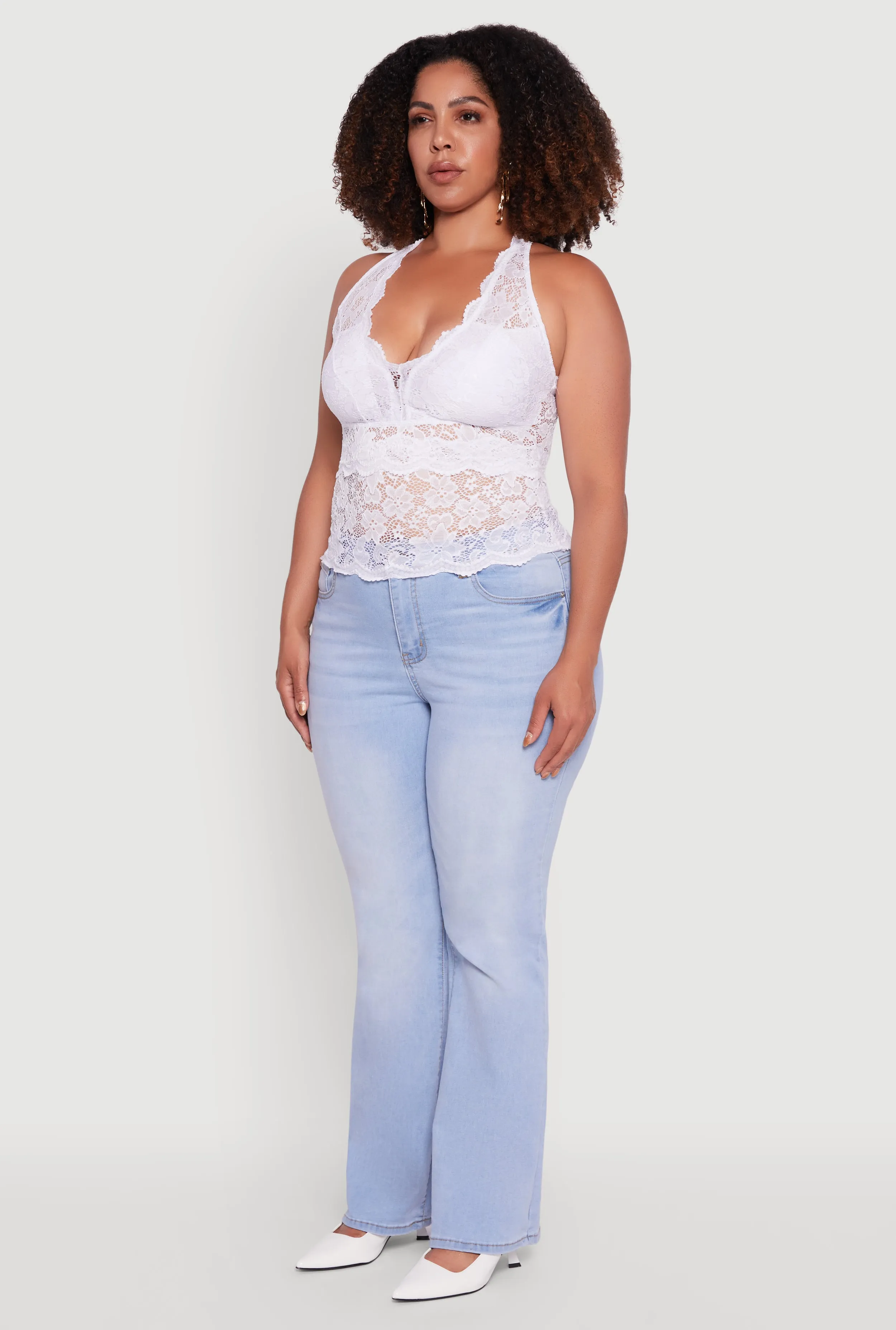 Plus Size Floral Lace Cross Back Halter Top sold by Rainbow product image thumbnail 5