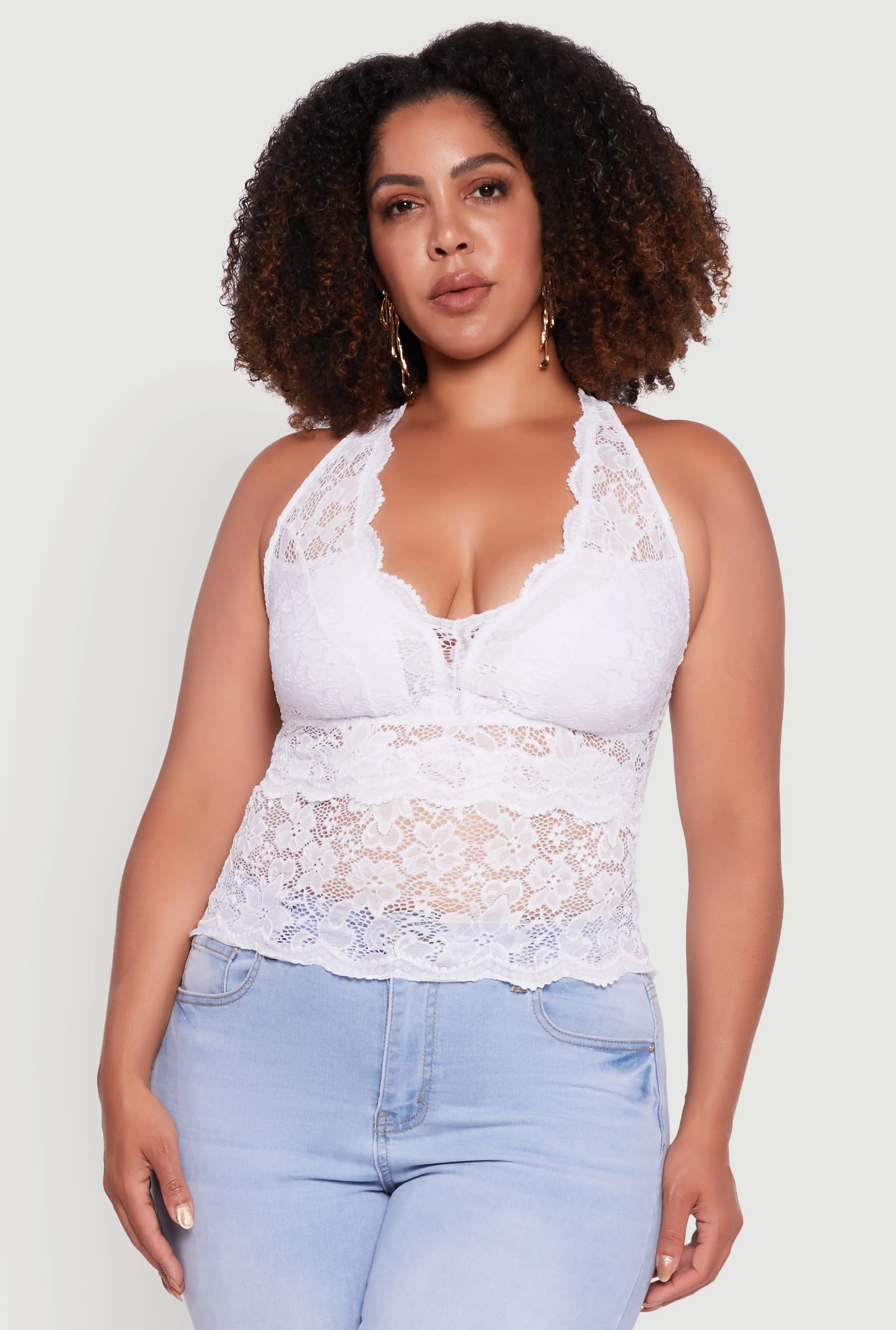 Plus Size Floral Lace Cross Back Halter Top sold by Rainbow product image thumbnail 2