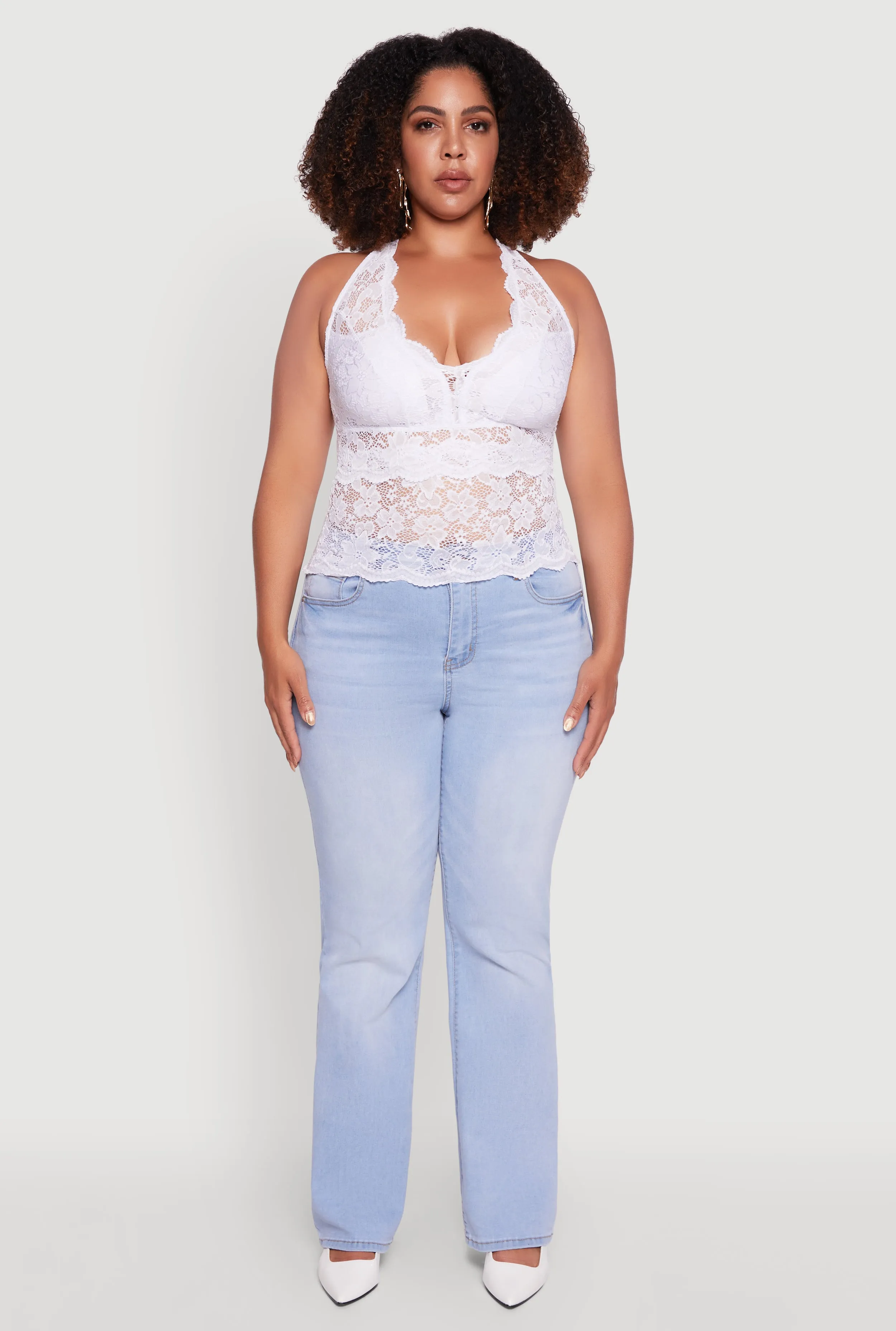 Plus Size Floral Lace Cross Back Halter Top sold by Rainbow product image thumbnail 3