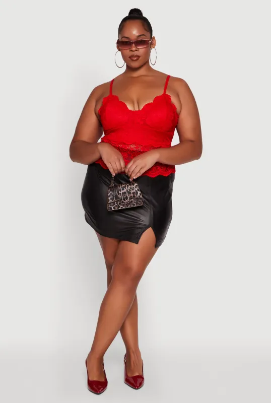 Plus Size Floral Lace Scalloped Hem Cami sold by Rainbow