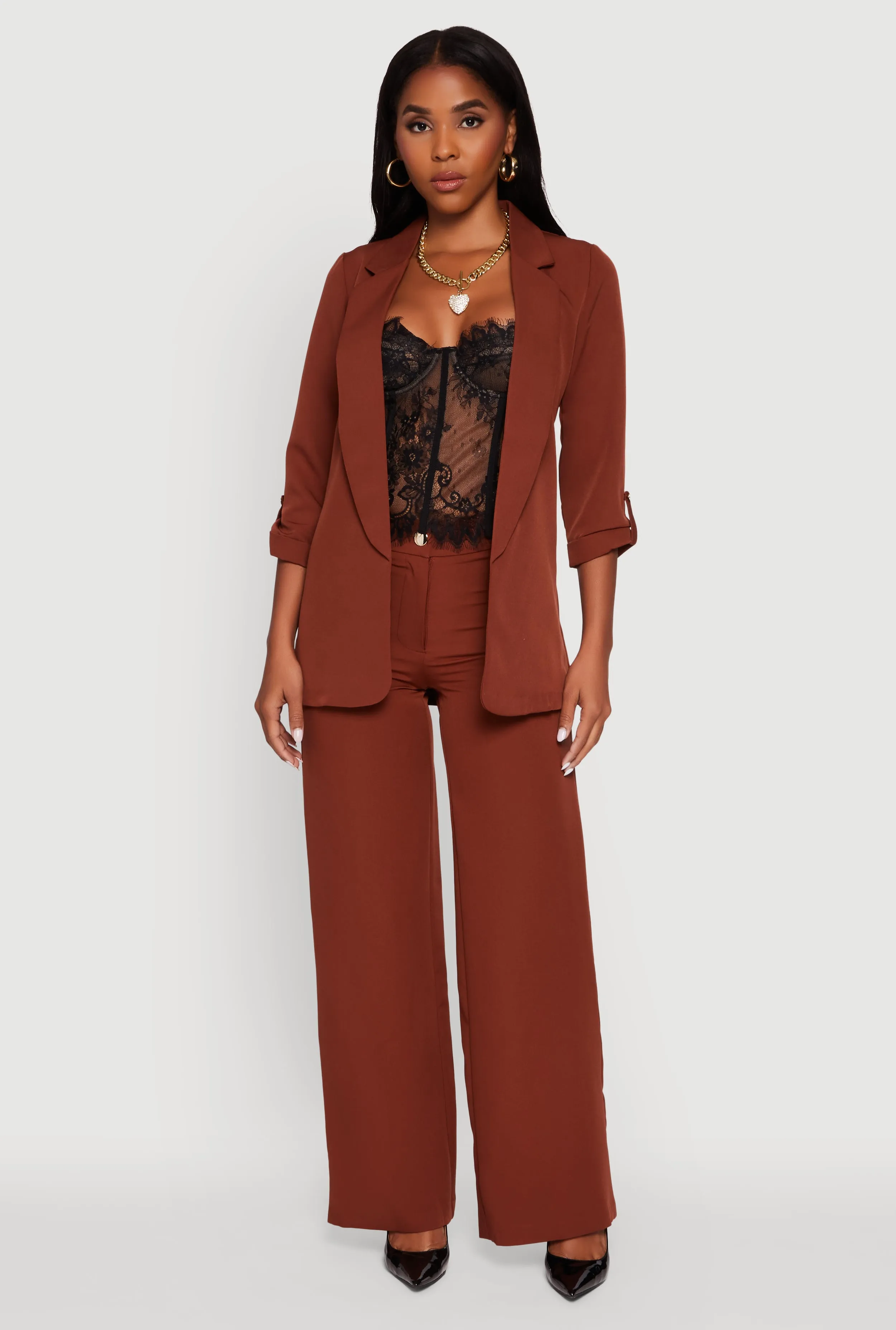 Single Button Wide Leg Dress Pants sold by Rainbow product image thumbnail 3