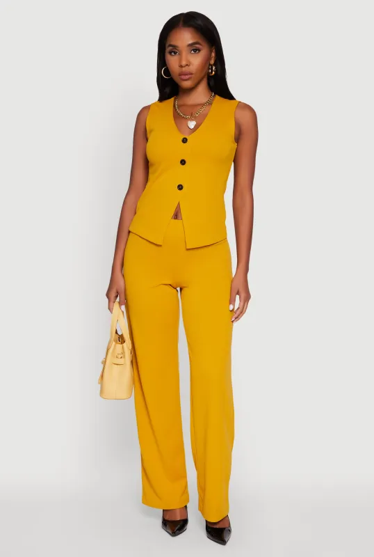 Crepe Knit High Waisted Wide Leg Pants sold by Rainbow