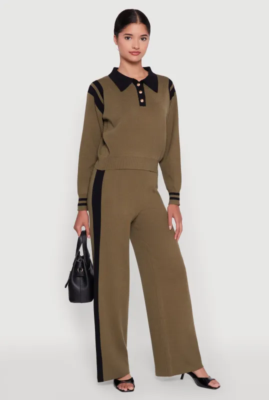 Side Stripe Pull On Wide Leg Pants sold by Rainbow