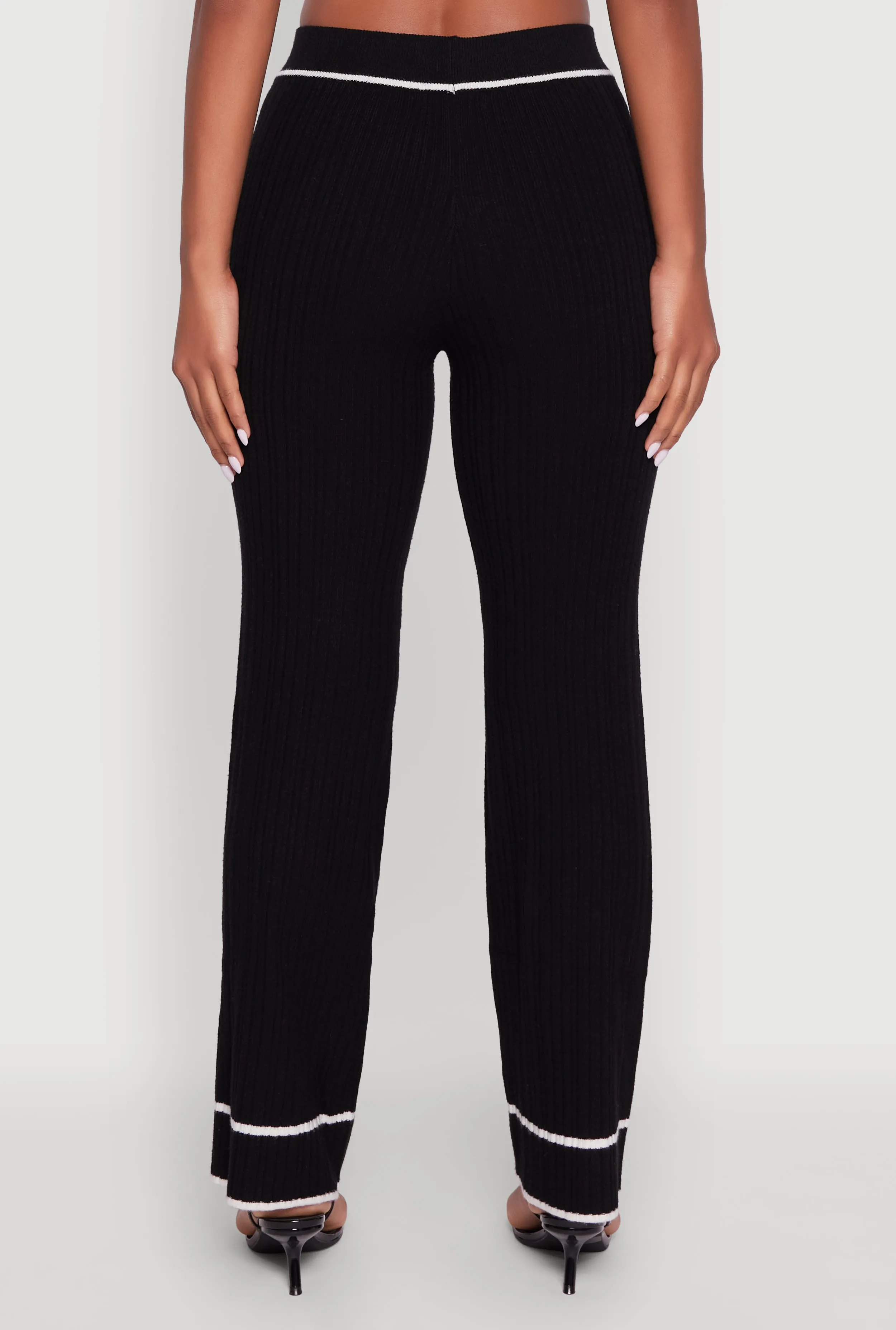 Contrast Trim High Waisted Ribbed Knit Pants sold by Rainbow product image thumbnail 5