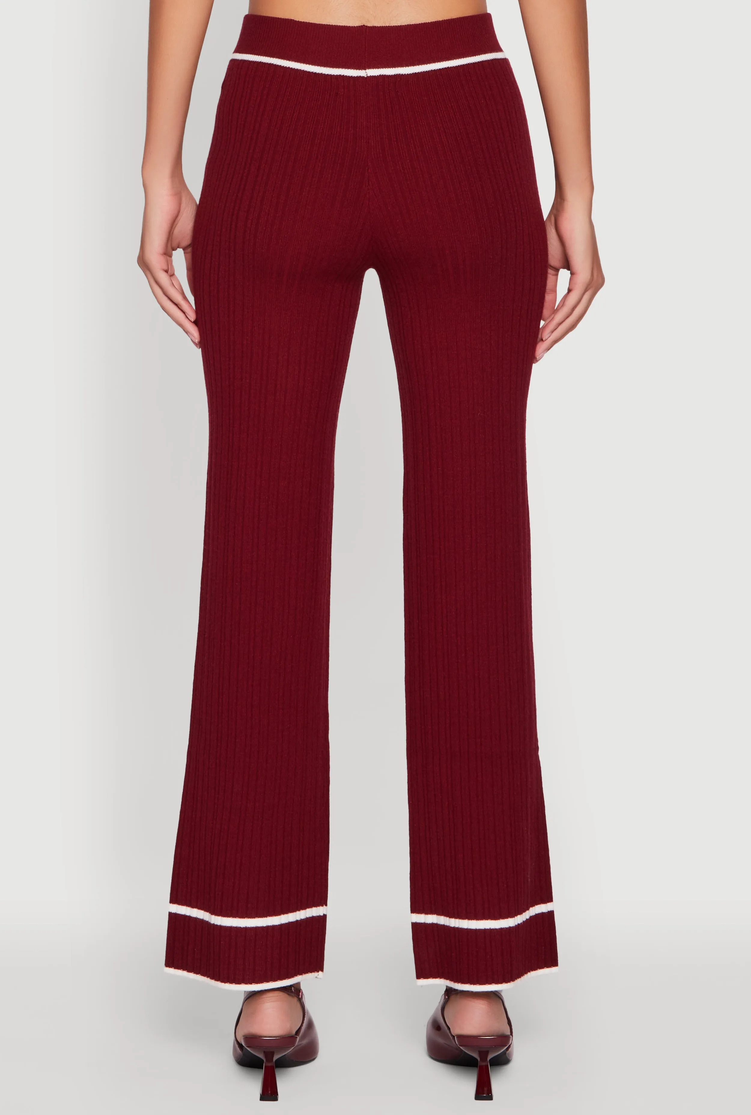 Contrast Trim High Waisted Ribbed Knit Pants sold by Rainbow product image thumbnail 5
