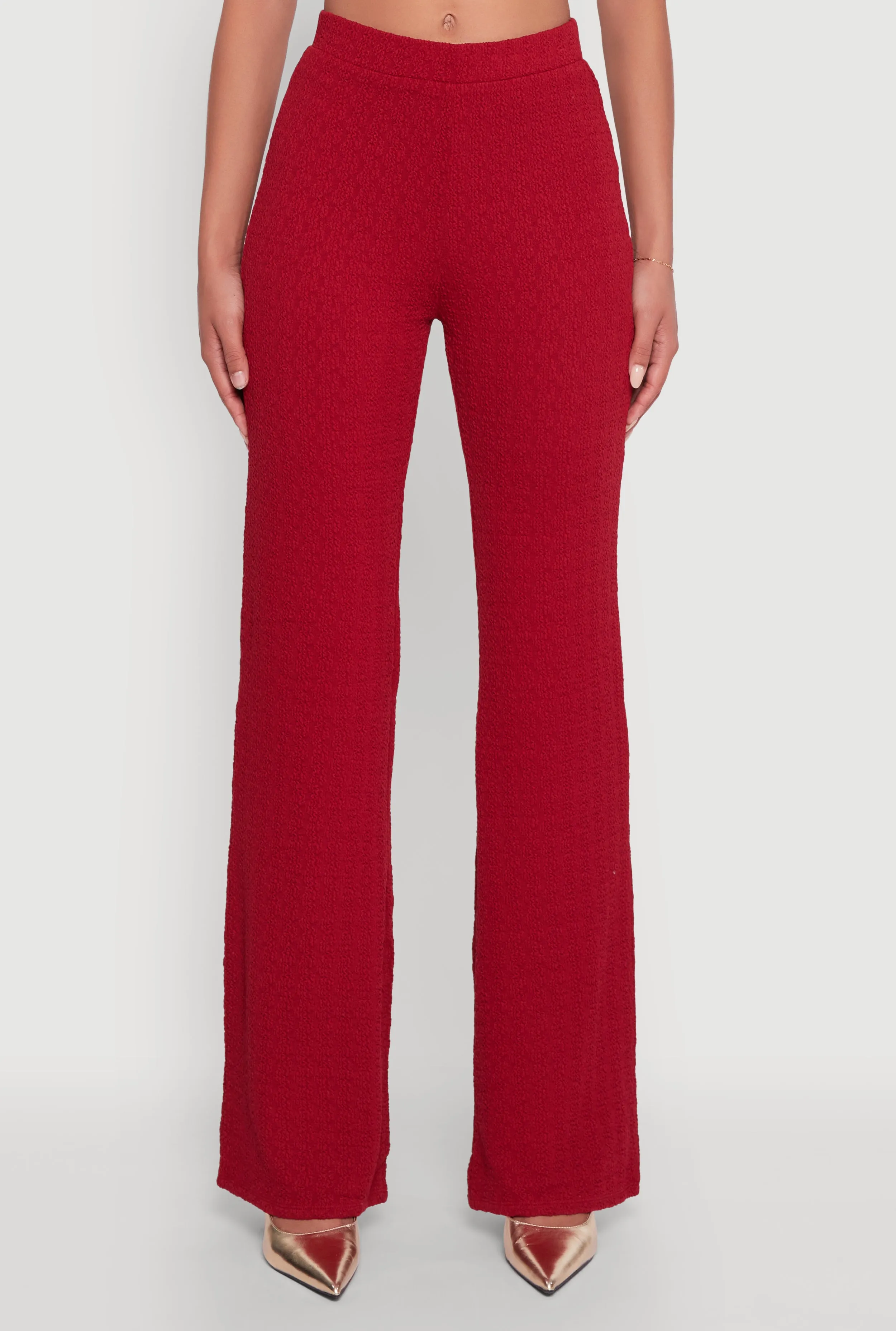 High Waisted Wide Leg Textured Knit Pants sold by Rainbow product image thumbnail 3