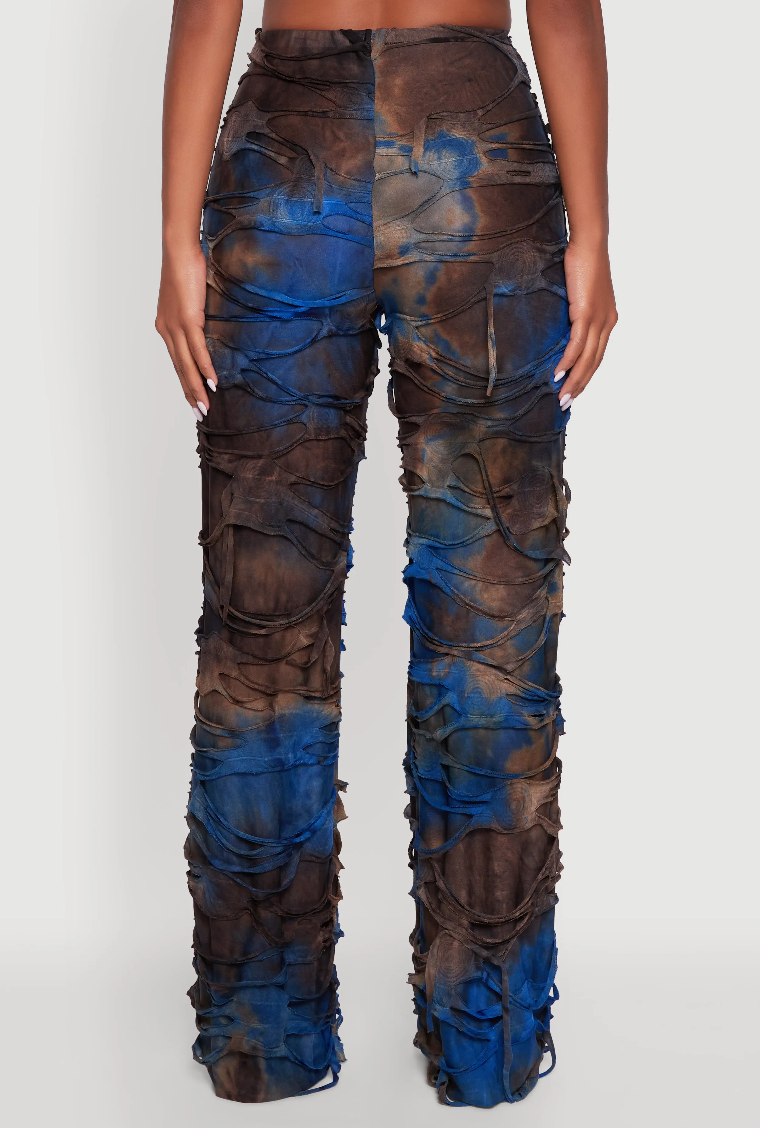 Tie Dye Slashed Straight Leg Pants sold by Rainbow product image thumbnail 5