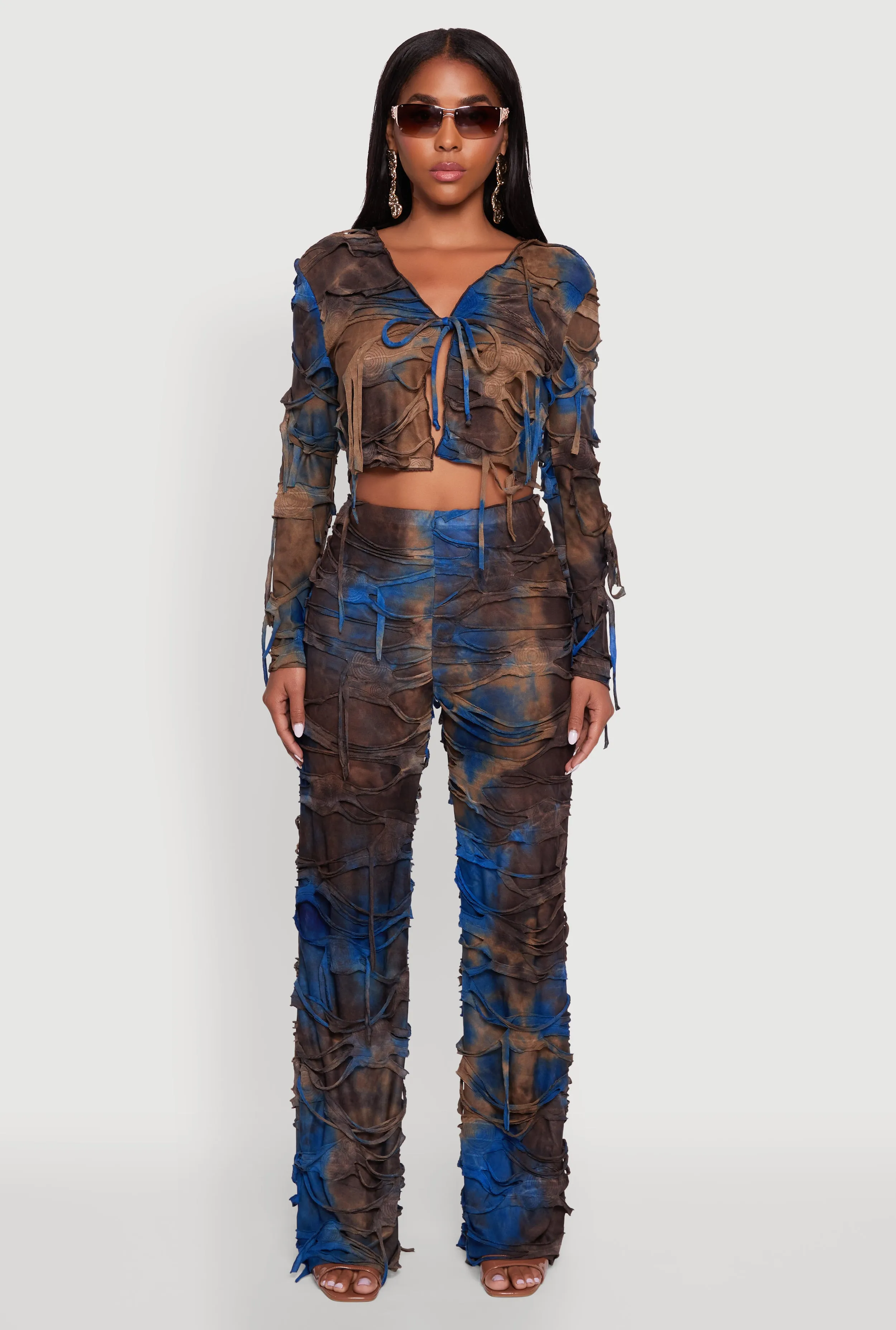 Tie Dye Slashed Straight Leg Pants sold by Rainbow product image thumbnail 2