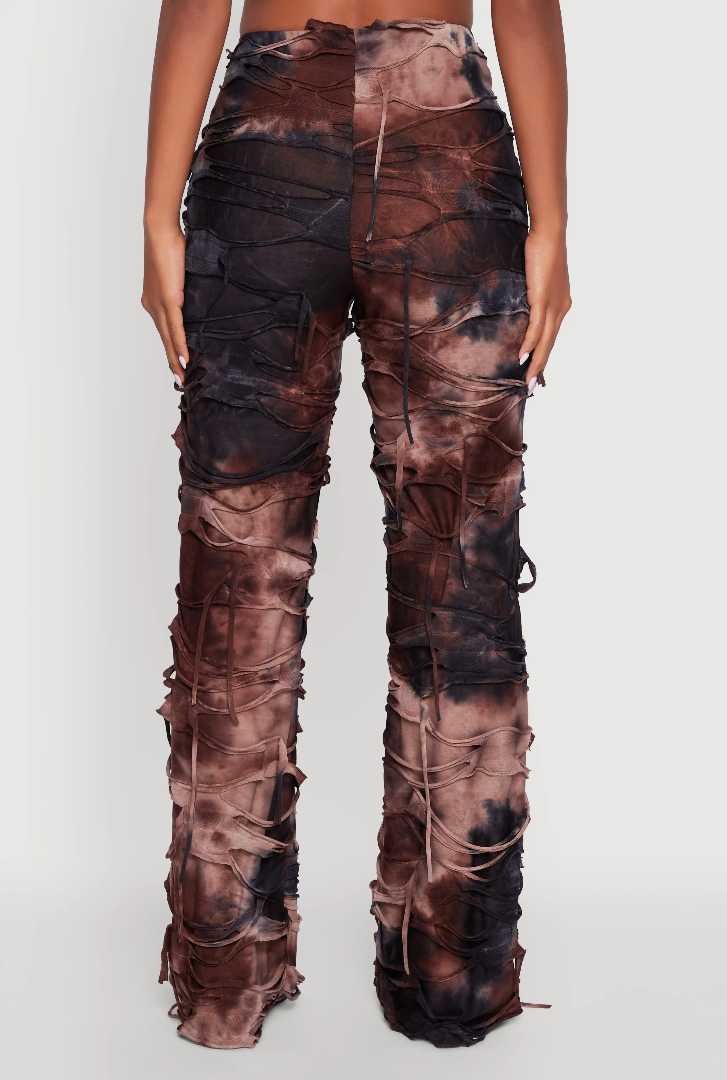 Tie Dye Slashed Straight Leg Pants sold by Rainbow product image thumbnail 5