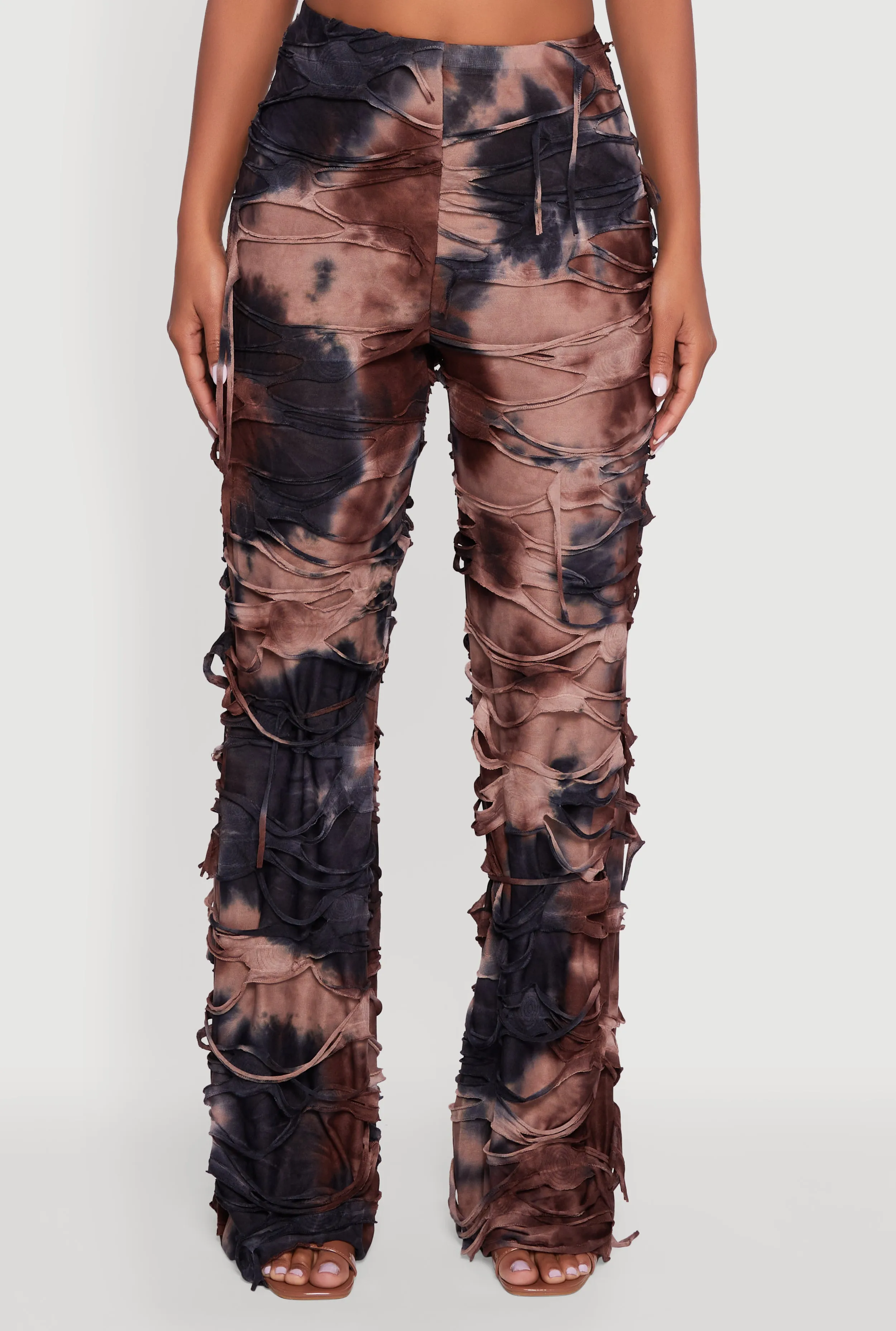 Tie Dye Slashed Straight Leg Pants sold by Rainbow product image thumbnail 3