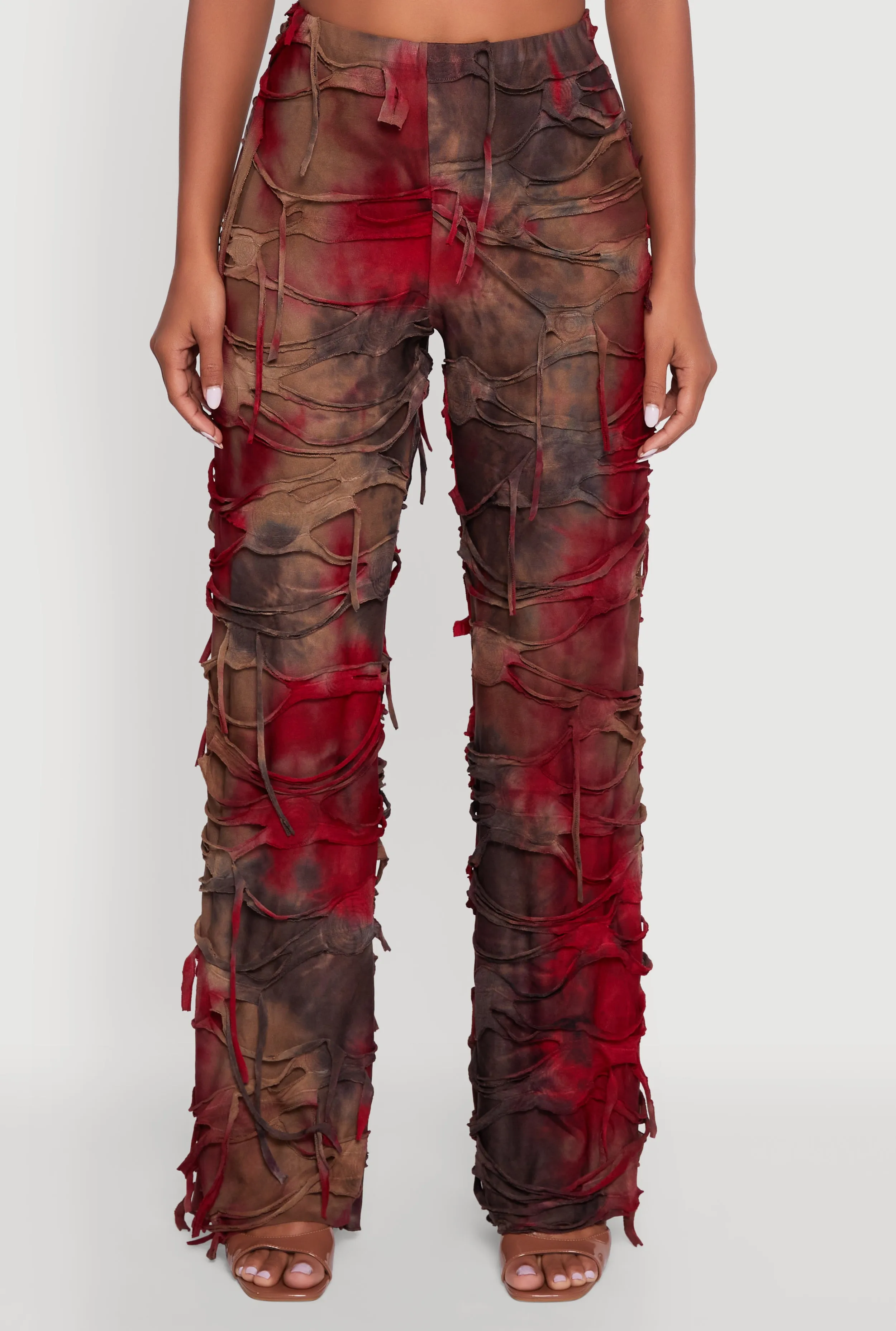 Tie Dye Slashed Straight Leg Pants sold by Rainbow product image thumbnail 3