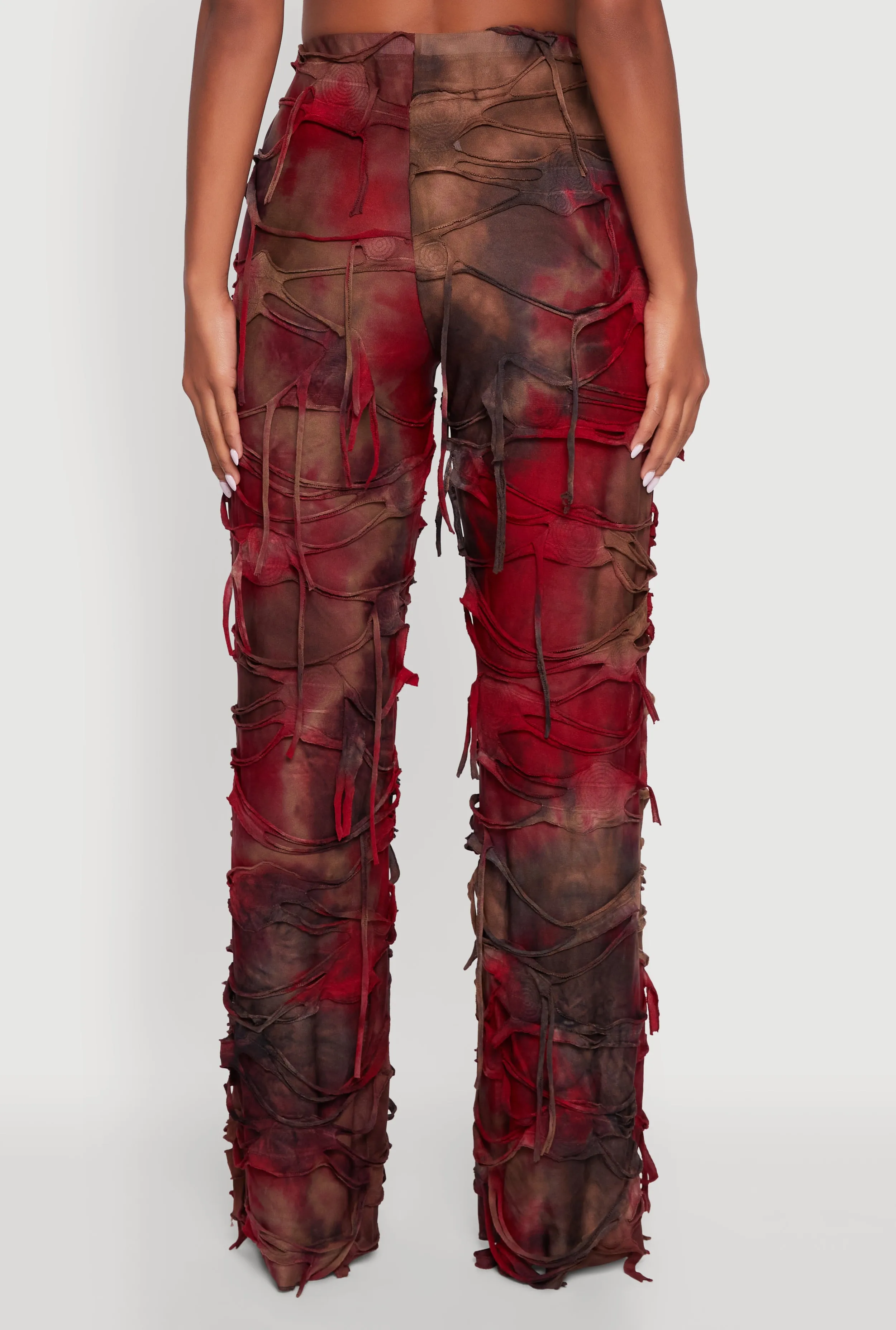 Tie Dye Slashed Straight Leg Pants sold by Rainbow product image thumbnail 5