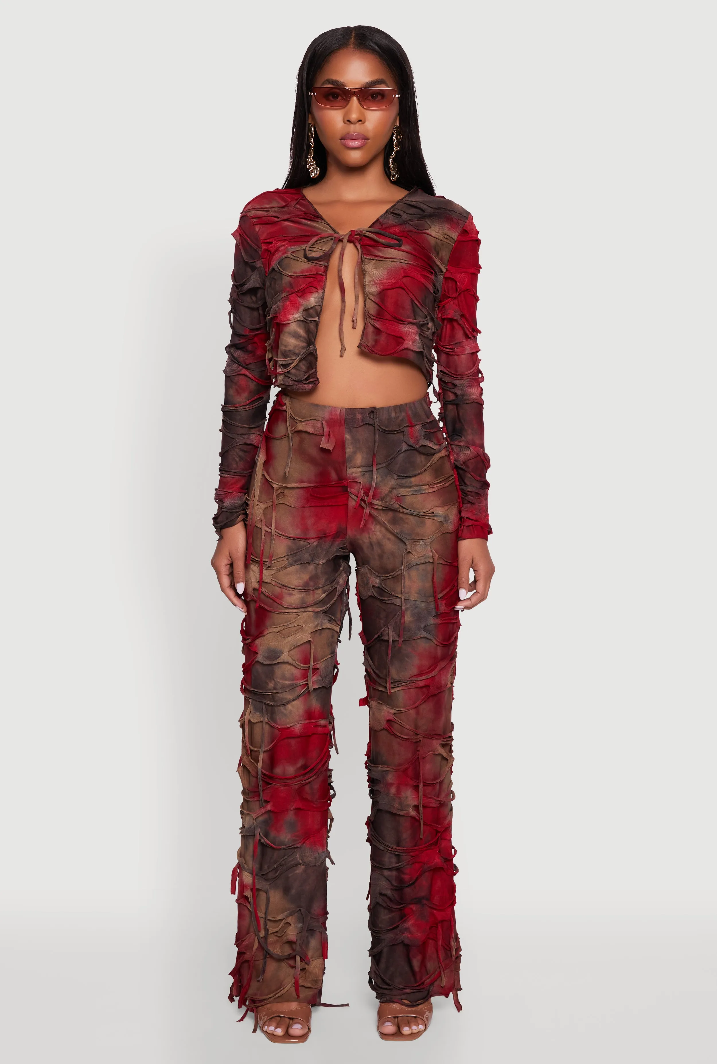 Tie Dye Slashed Straight Leg Pants sold by Rainbow product image thumbnail 2