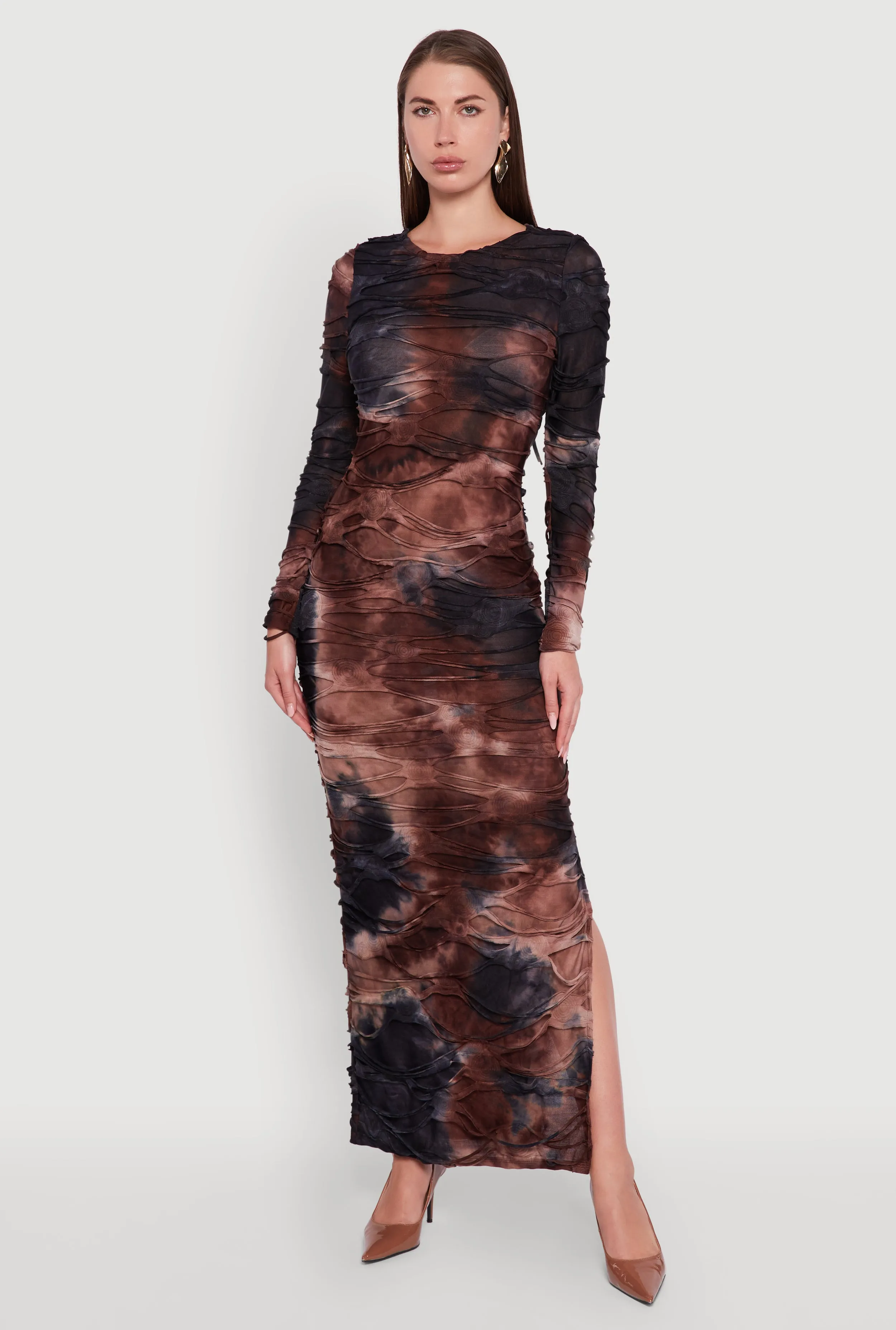 Tie Dye Slashed Side Slit Maxi Dress sold by Rainbow product image thumbnail 2