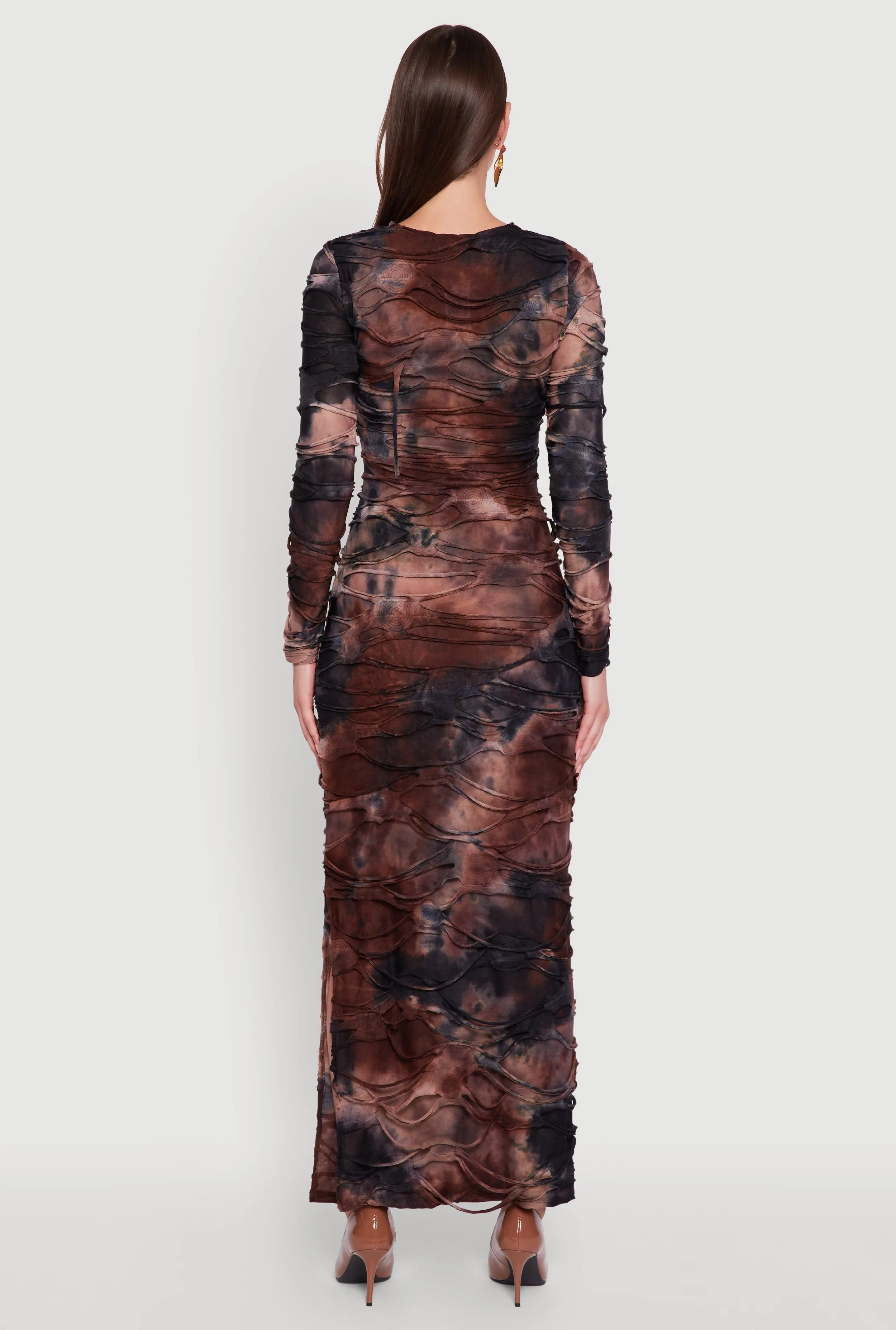 Tie Dye Slashed Side Slit Maxi Dress sold by Rainbow product image thumbnail 5