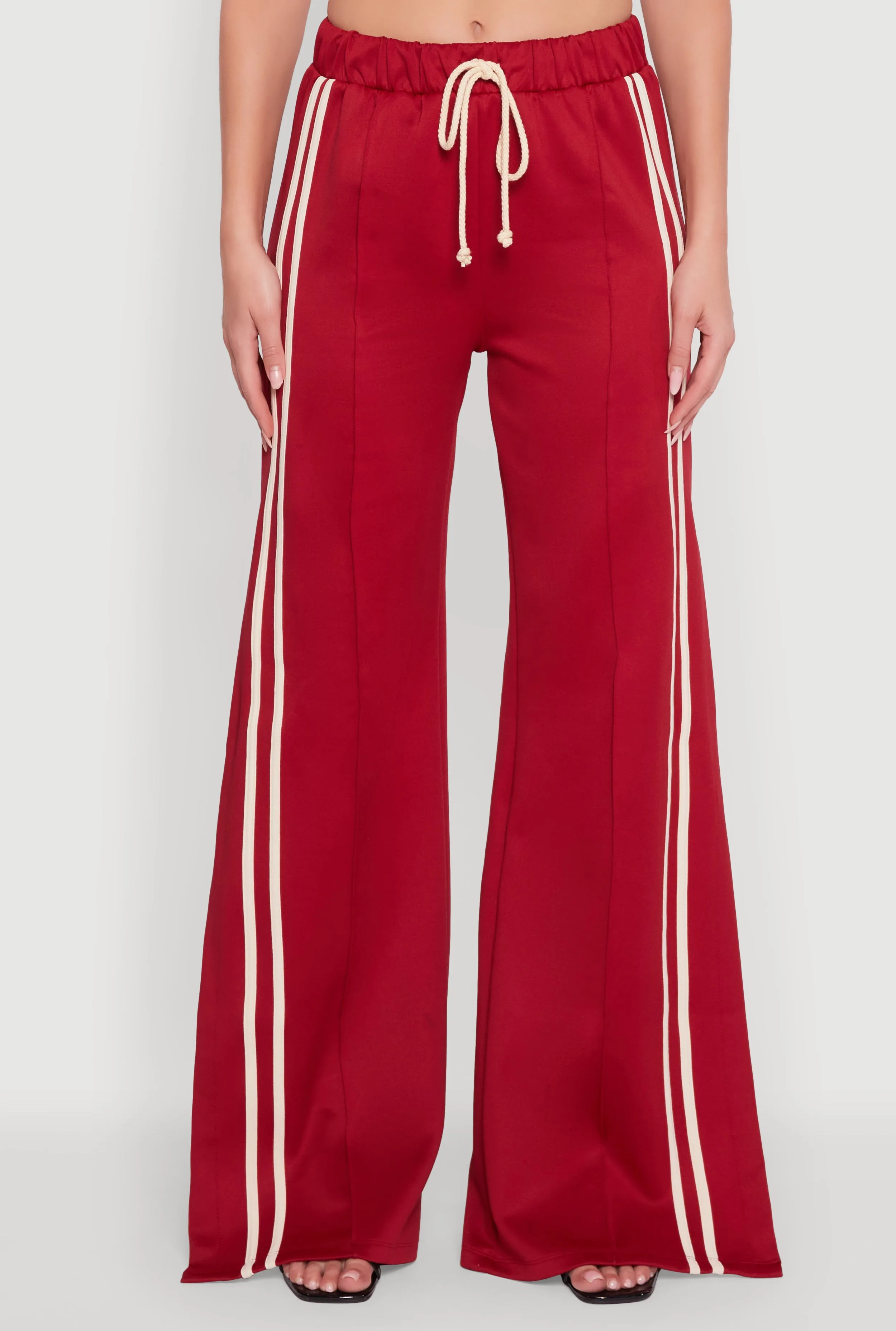 Varsity Stripe Side Slit Pintuck Wide Leg Pants sold by Rainbow product image thumbnail 5