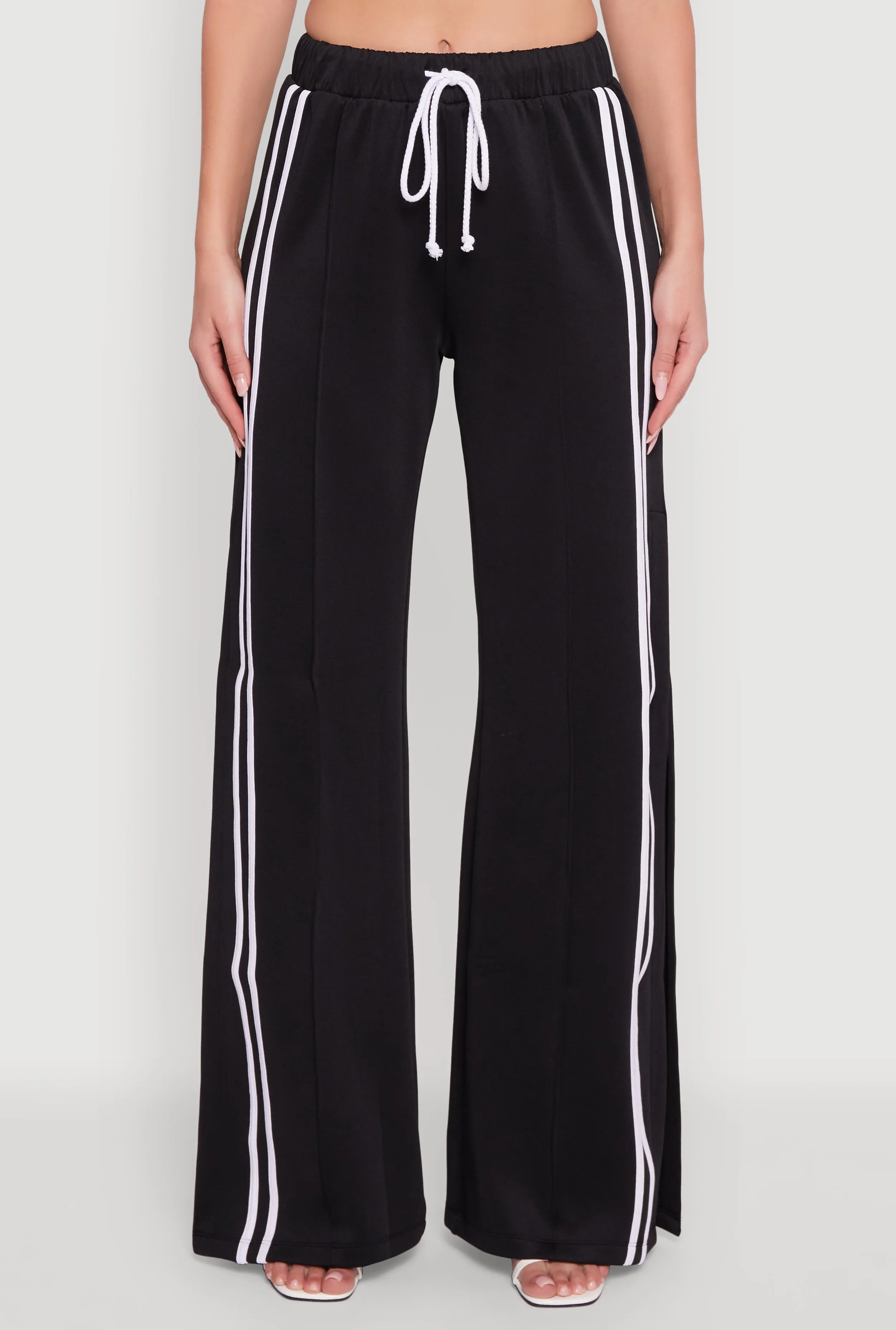 Varsity Stripe Side Slit Pintuck Wide Leg Pants sold by Rainbow product image thumbnail 5