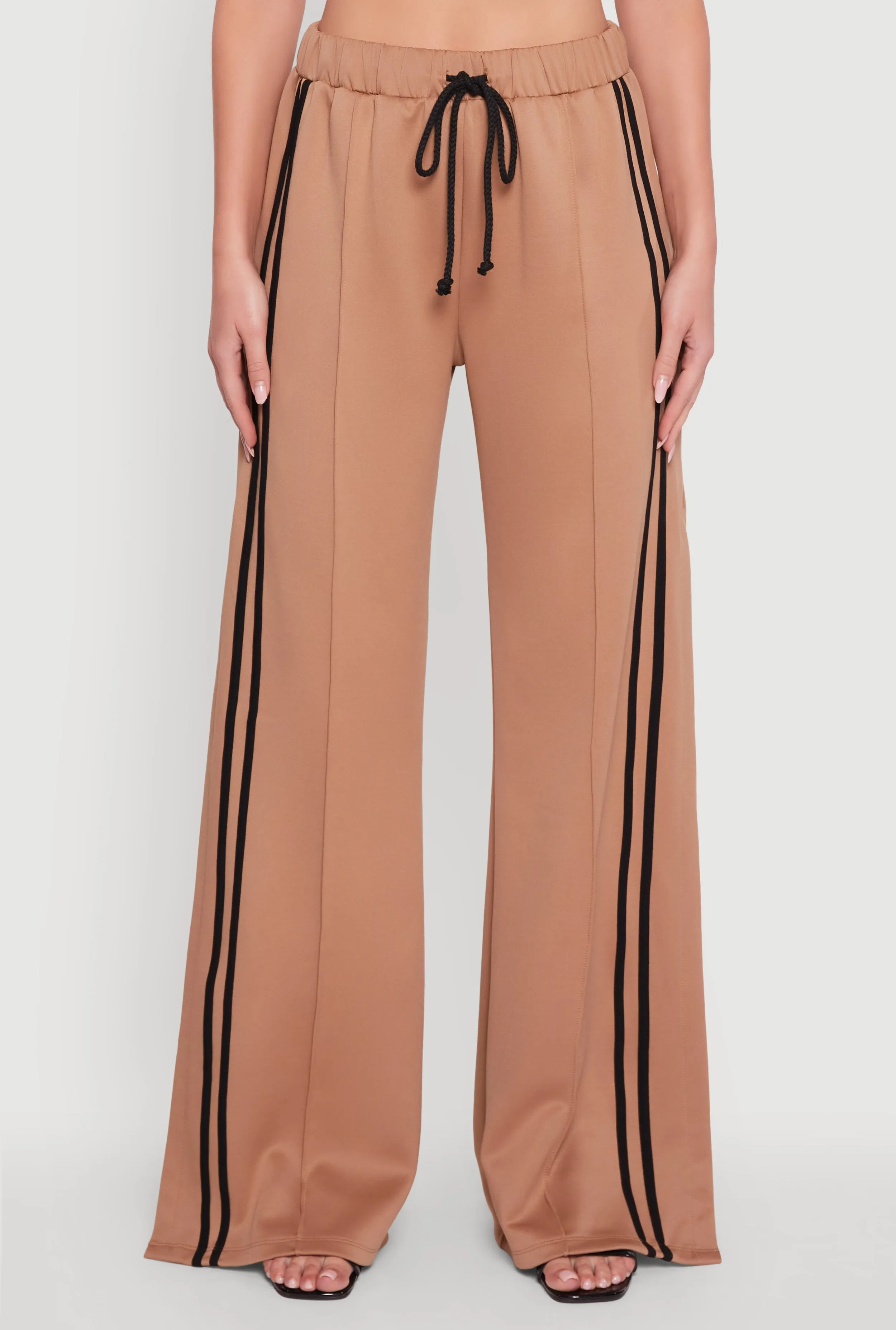 Varsity Stripe Side Slit Pintuck Wide Leg Pants sold by Rainbow product image thumbnail 5