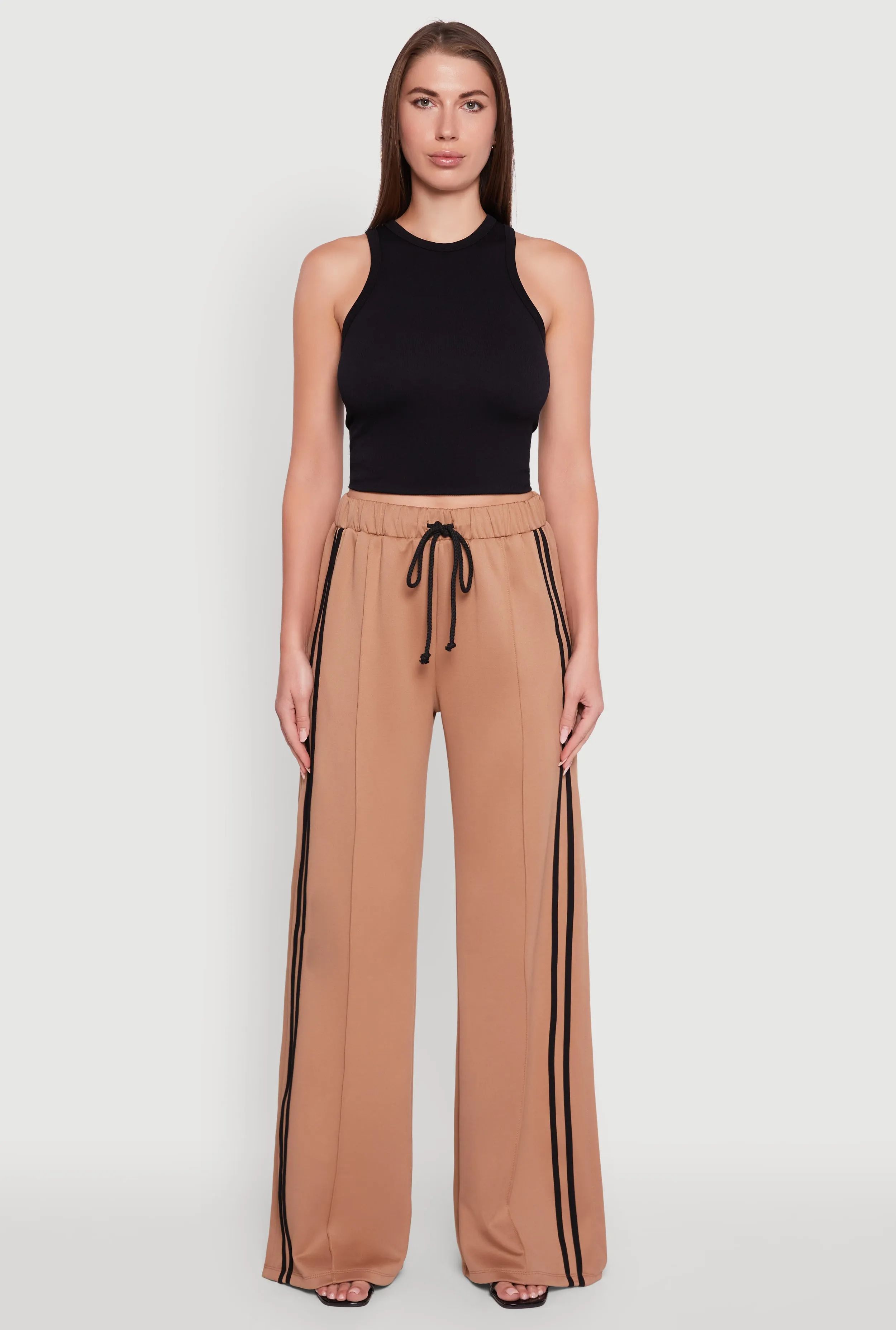 Varsity Stripe Side Slit Pintuck Wide Leg Pants sold by Rainbow product image thumbnail 2