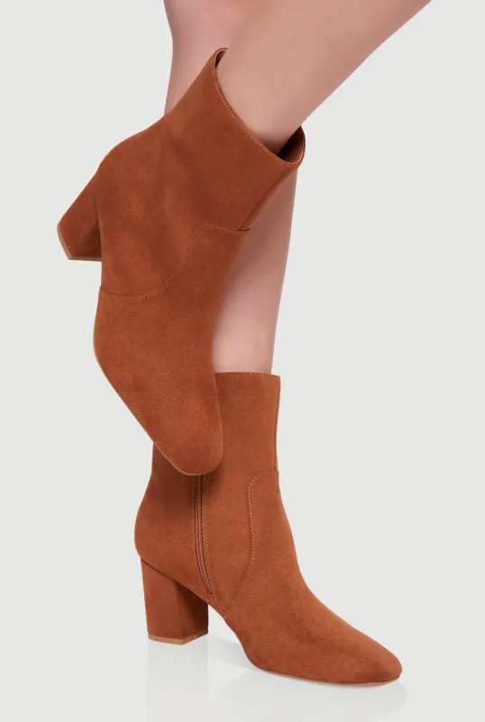 Almond Toe Mid Block Heel Booties sold by Rainbow