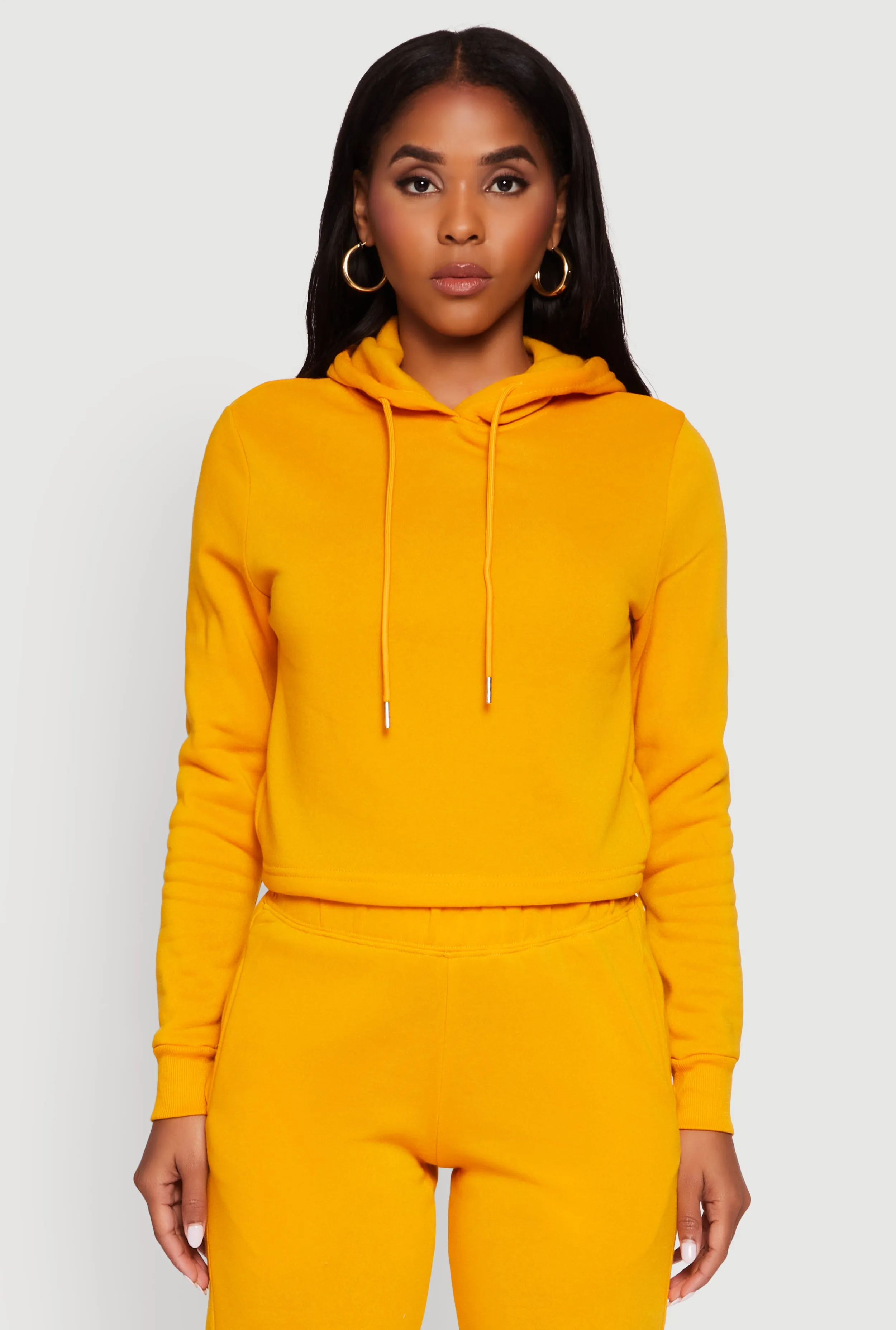 Fleece Lined Cropped Pullover Hooded Sweatshirt sold by Rainbow