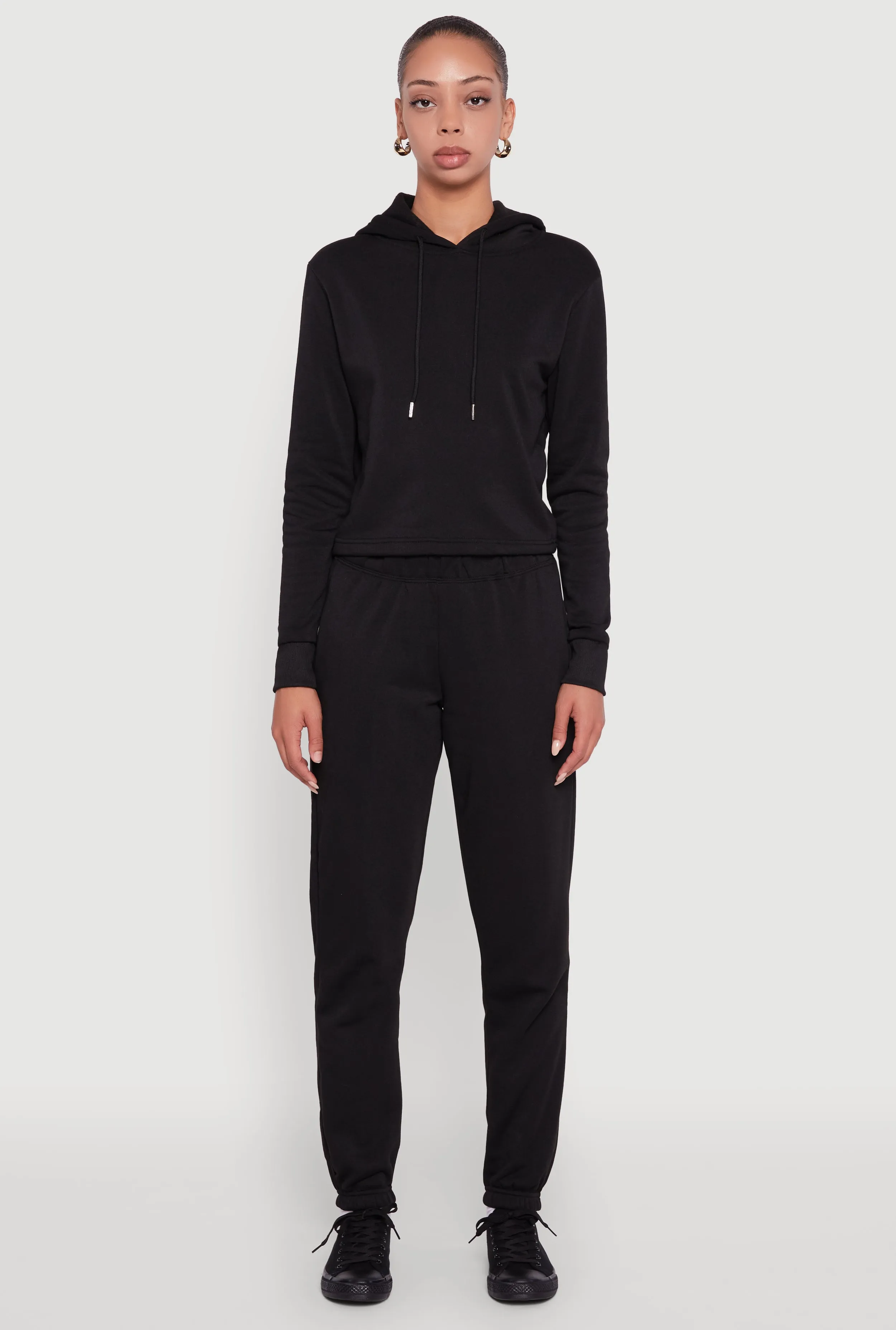 Fleece Lined Cropped Pullover Hooded Sweatshirt sold by Rainbow product image thumbnail 3