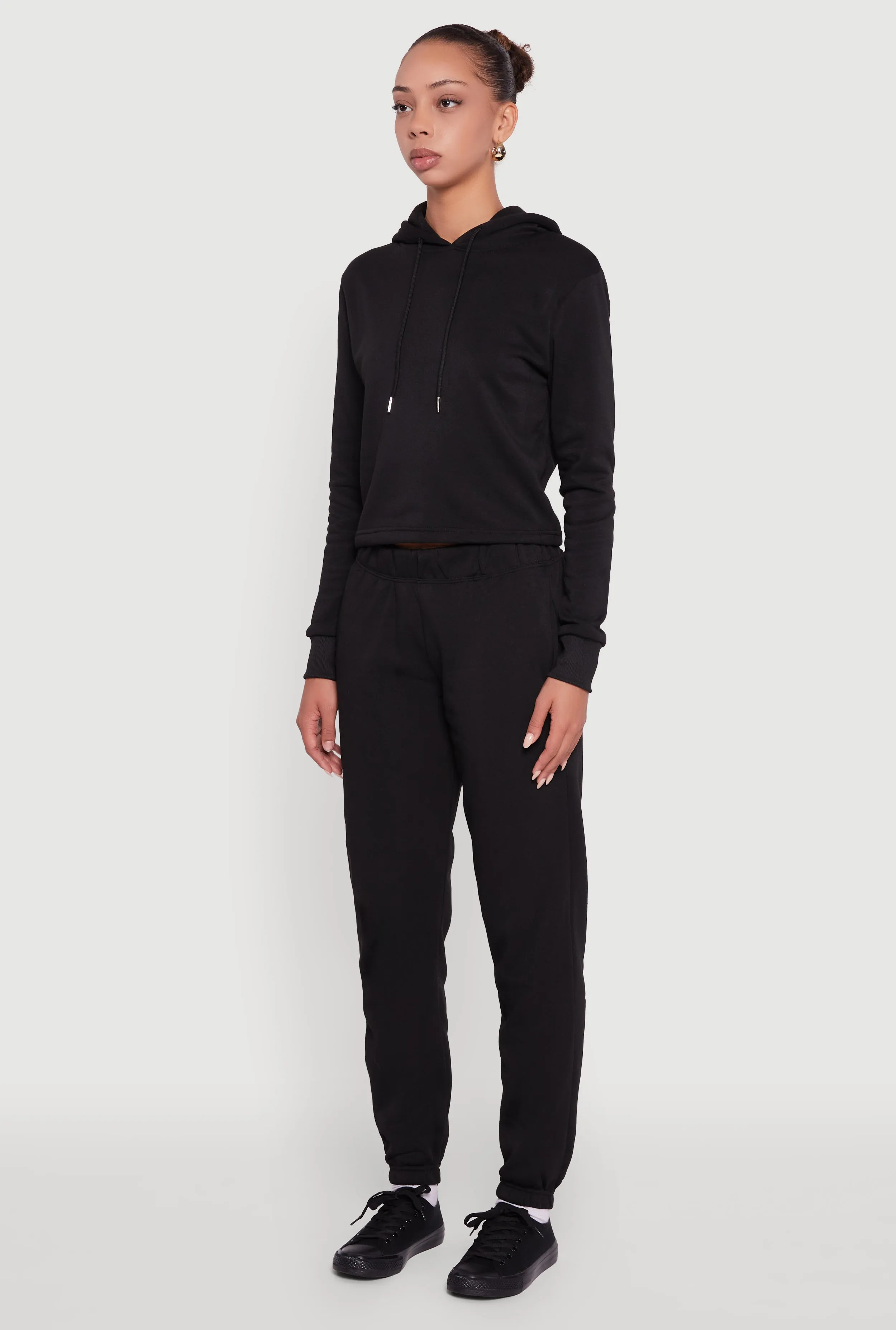 Fleece Lined Cropped Pullover Hooded Sweatshirt sold by Rainbow product image thumbnail 5