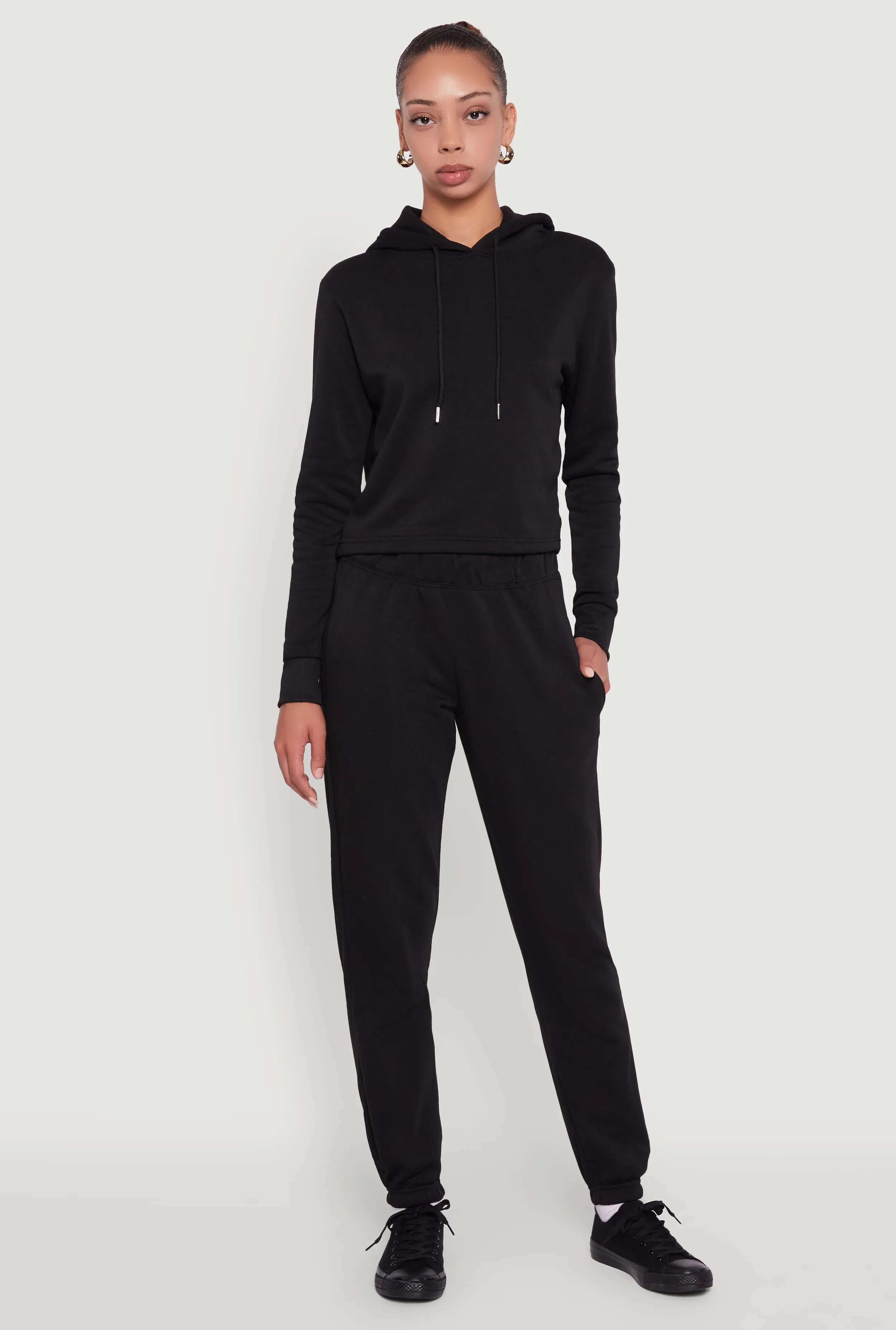 Fleece Lined Cropped Pullover Hooded Sweatshirt sold by Rainbow product image thumbnail 2