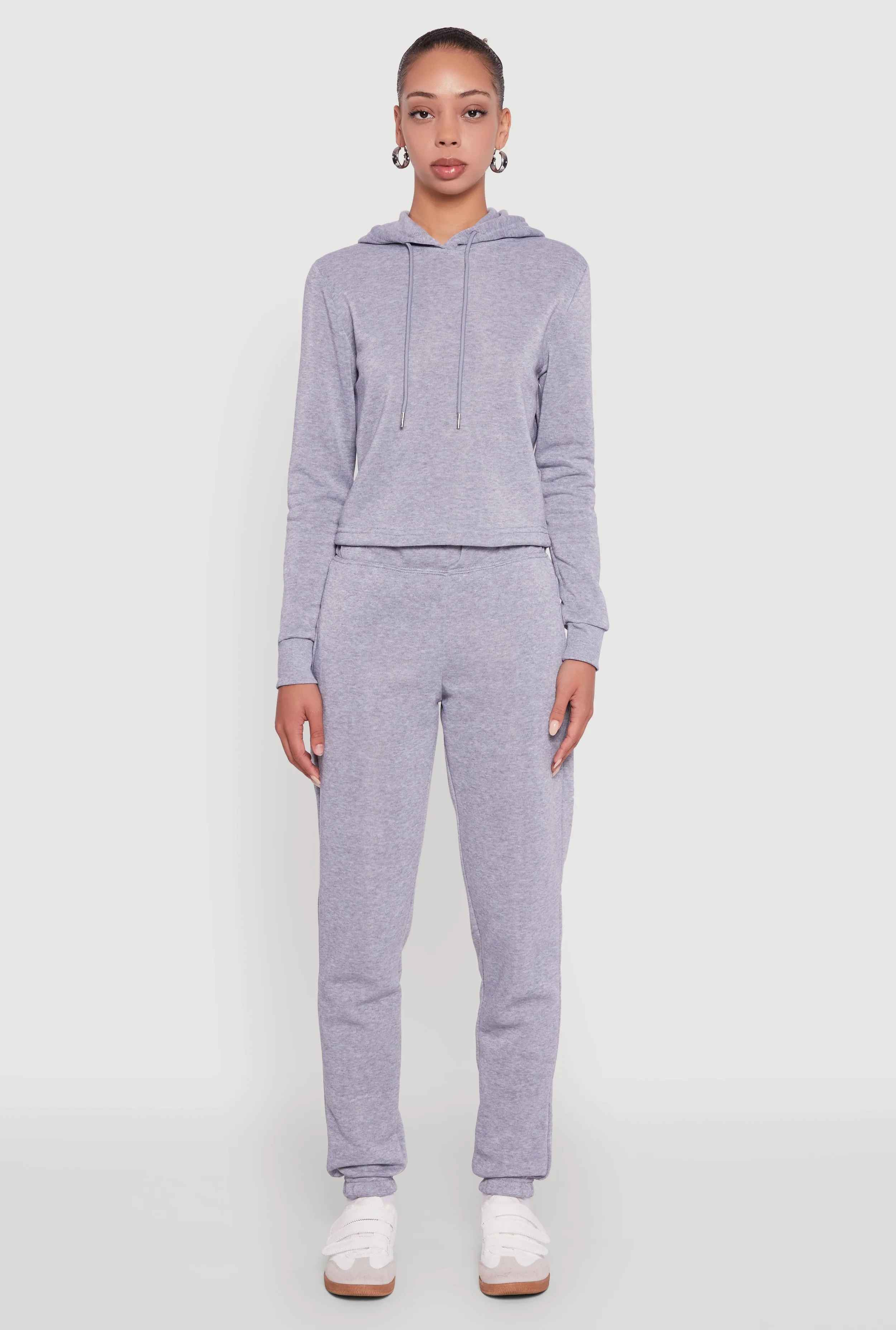 Fleece Lined Cropped Pullover Hooded Sweatshirt sold by Rainbow product image thumbnail 3